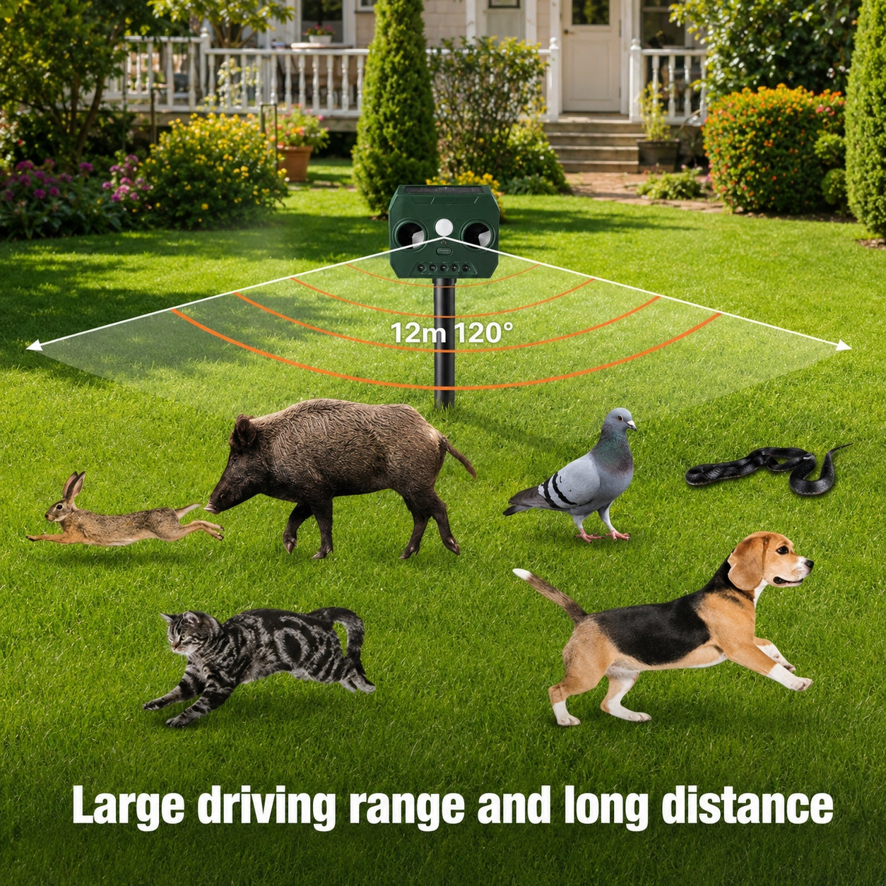 Solar Ultrasonic Animal Repellent for Wild, Martens and Rodents Packaging status original