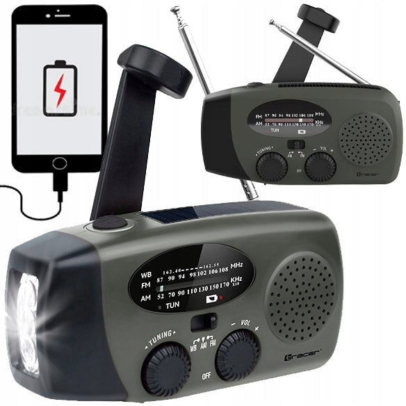 Solar crank radio portable with AM/FM POWERBANK 2000mAh flashlight with USB