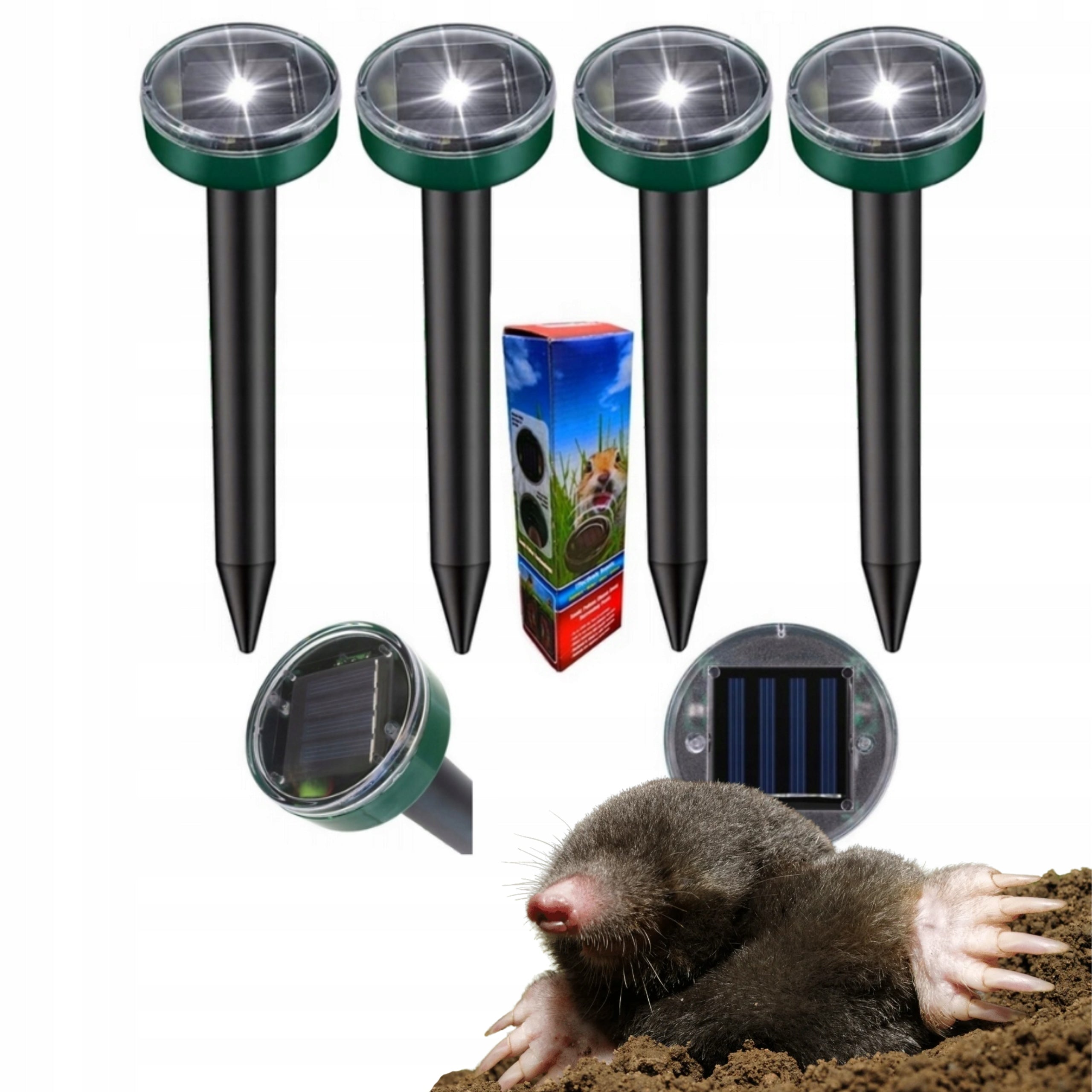 Solar deterrent for voles moles 4 PCS