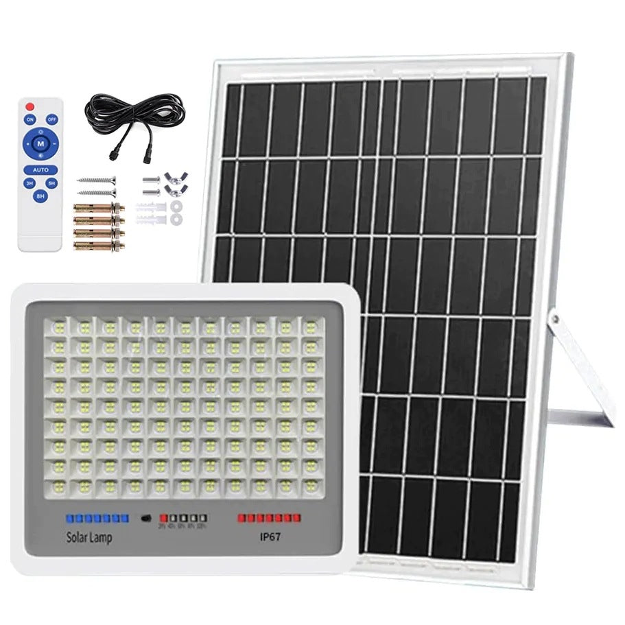 Solar lamp 140 led garden twilight sensor halogen remote control ip67 100w
