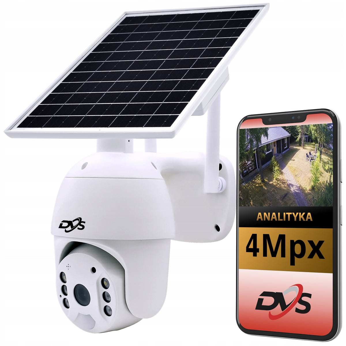 Solar outdoor camera rotating wireless 4G GSM SIM 4Mpx white DVS