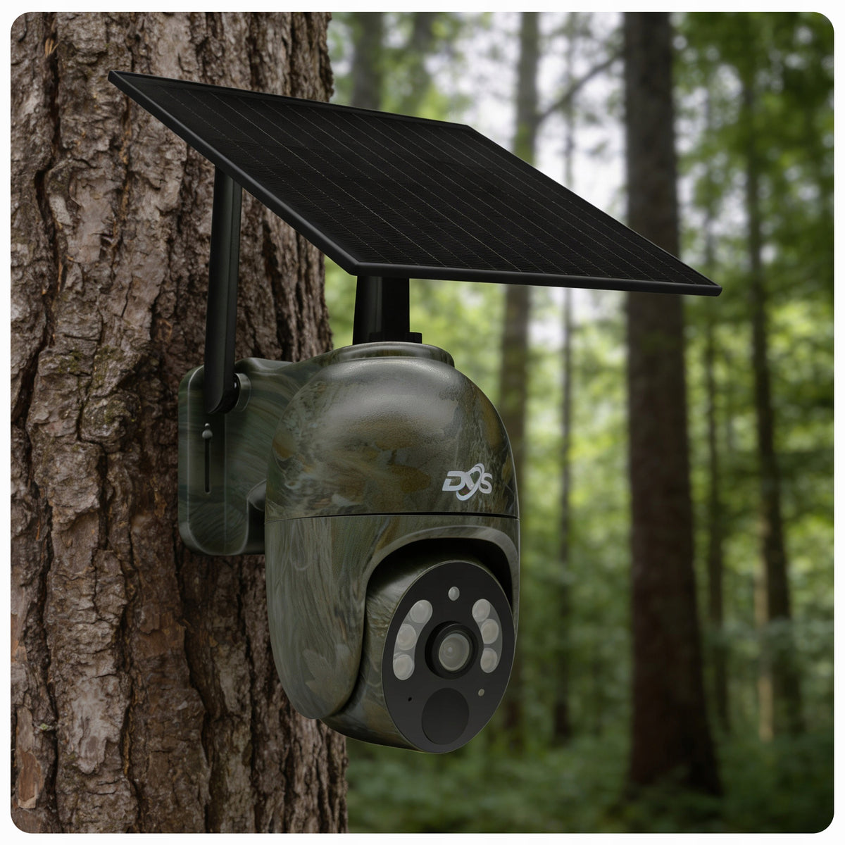 Solar outdoor rotating camera 4G GSM SIM 4Mpx 2K PIR AI camo panel DVS Packaging status original