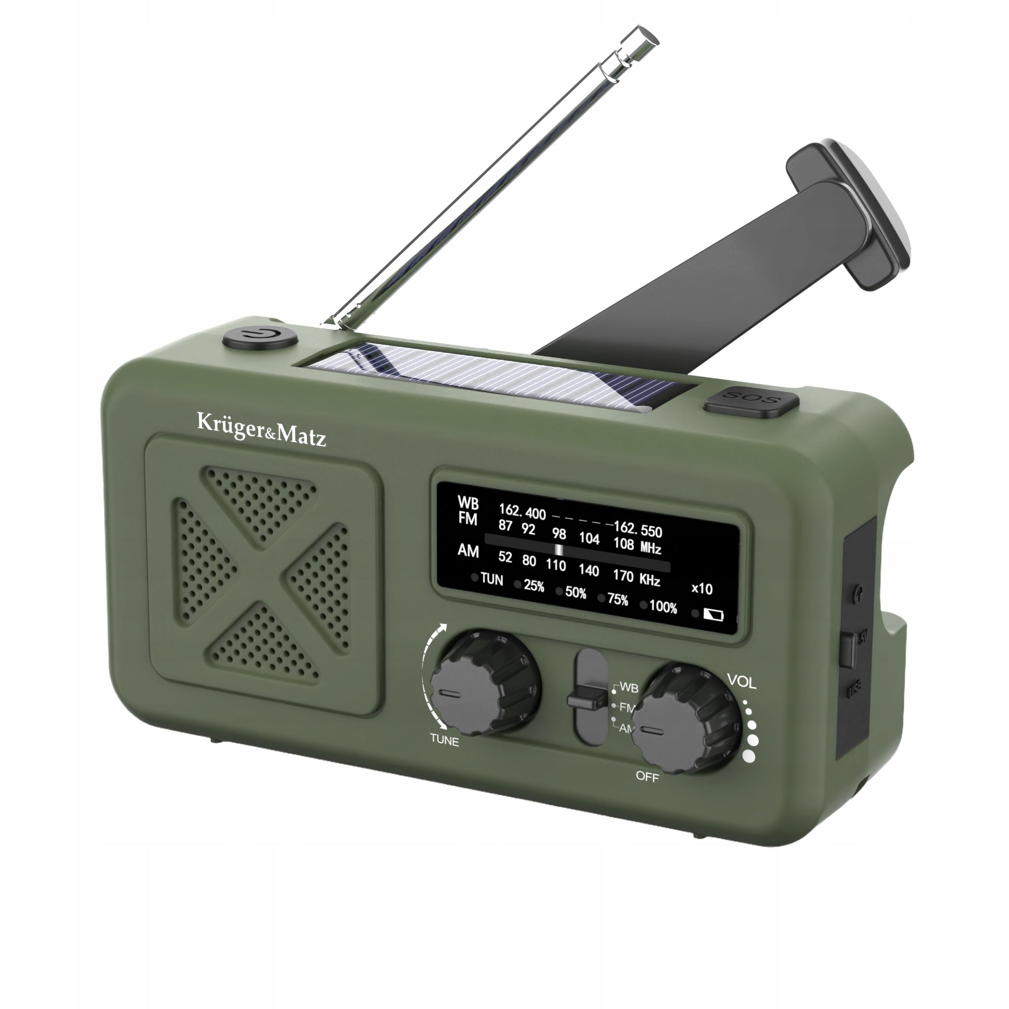 Solar radio portable SOS powerbank 2000mAh flashlight dynamo Kruger&Matz Packaging status original