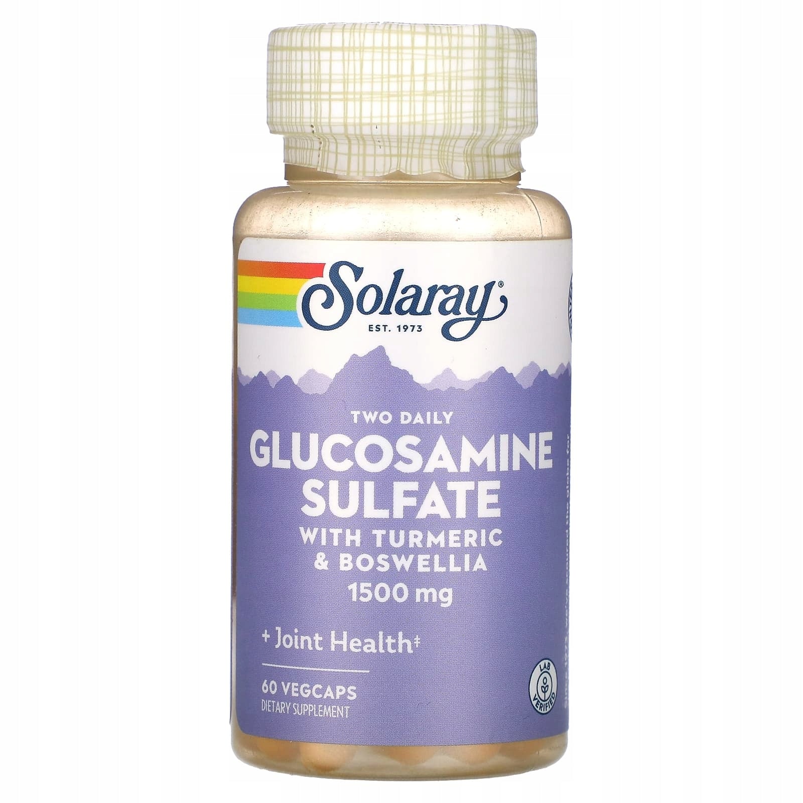Solaray, Glucosamine sulfate, with turmeric and boswellia, 1500 mg, 60 capsules