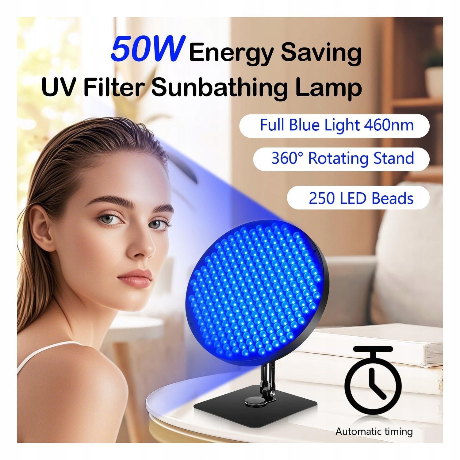 Solarium for face - with blue light and timer - 50W LED Brand no brand