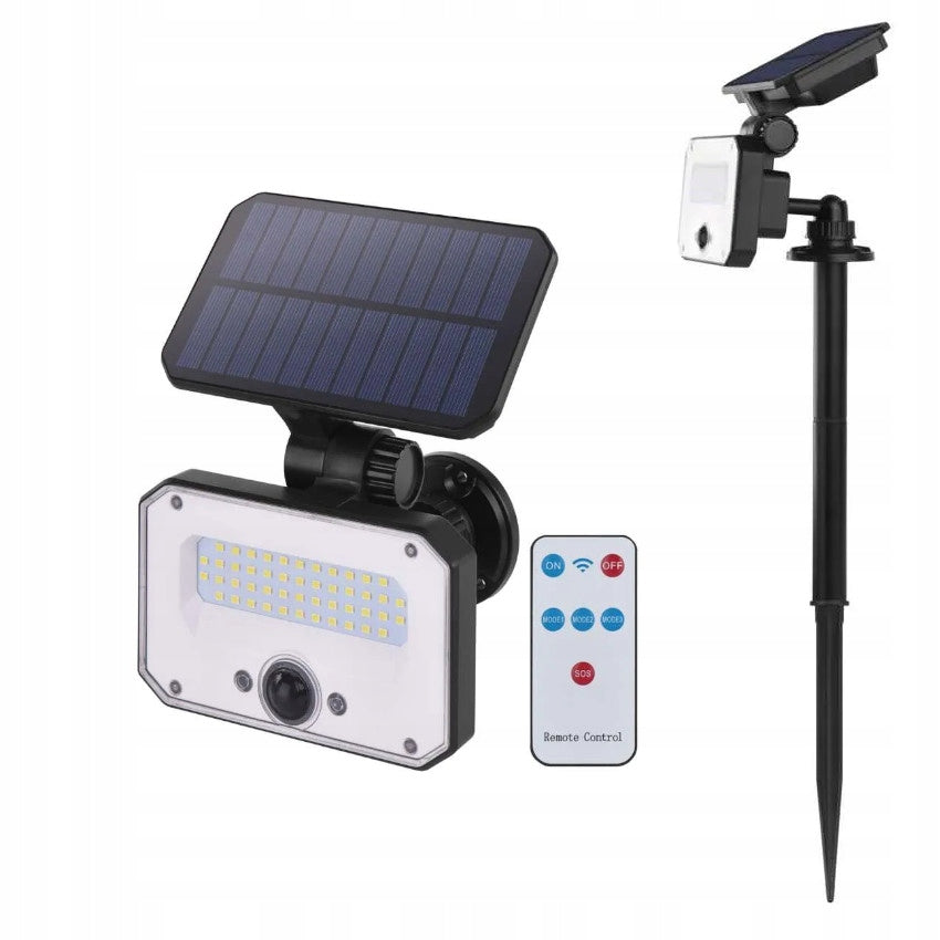 Solární LED reflektor SPILO s pohybovým čidlem, černý, teplá bílá