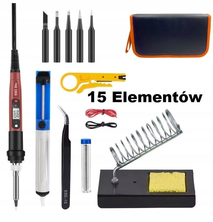 Soldering Iron Kit Soldering Iron 80W 15 elements whole set Manufacturer code Lutownica 80W zestaw 15 elementów Etui