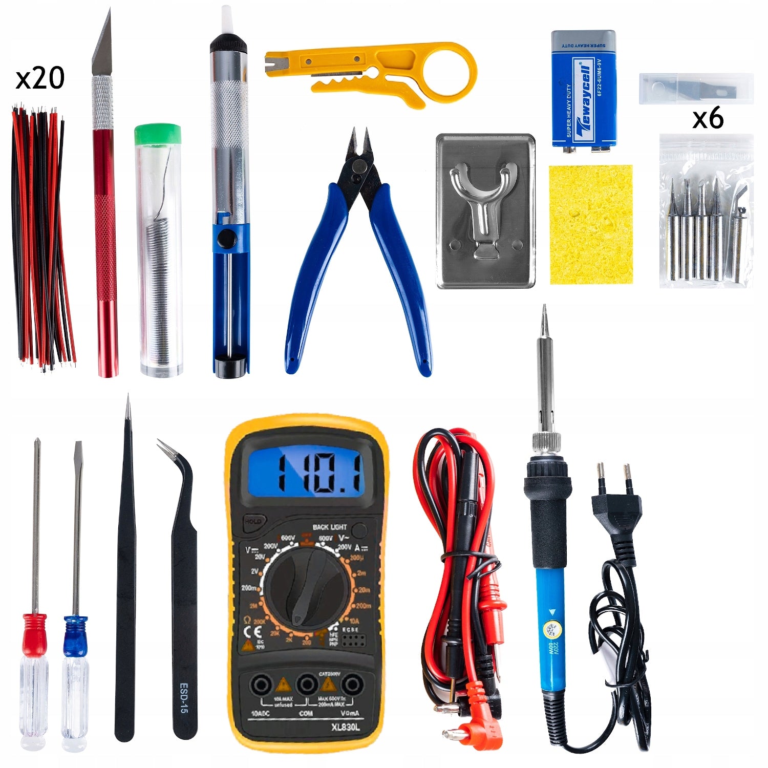 Soldering Iron SOLDERING TOOL SET 40 ELEMENTS MULTIMETER 6 TIPS TIN Manufacturer code Kompletny do lutowania PRO+ aż 40 elementów