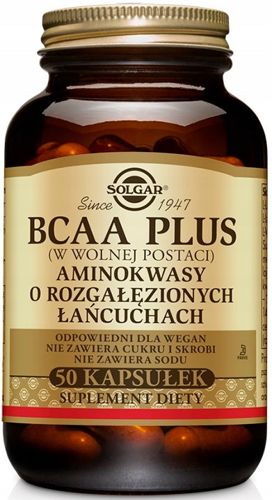 Solgar BCAA Plus – capsules – dietary supplement – 50 g – natural