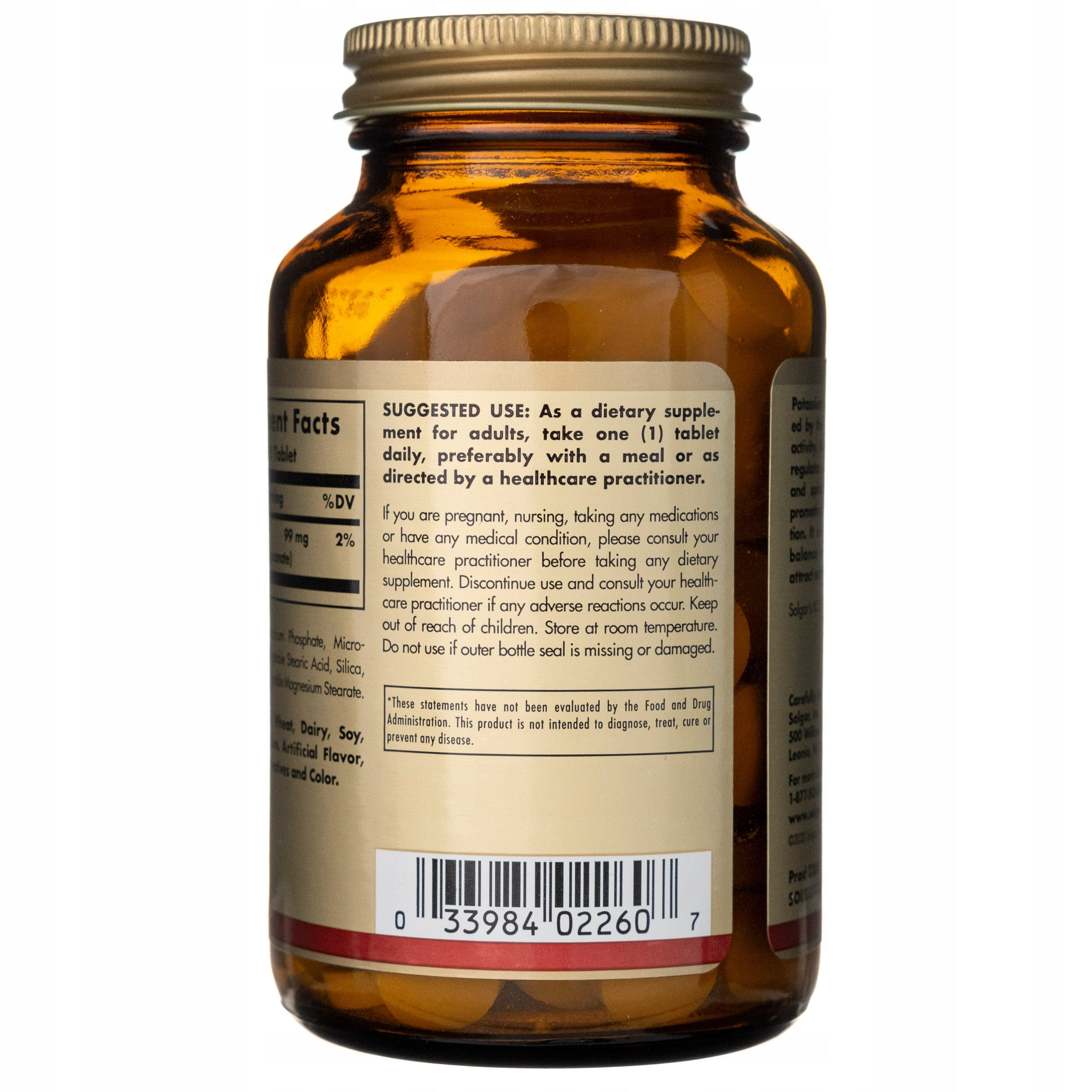 Solgar Potassium Gluconate Potassium Healthy Muscle Nervous System 100 tablets Brand Solgar