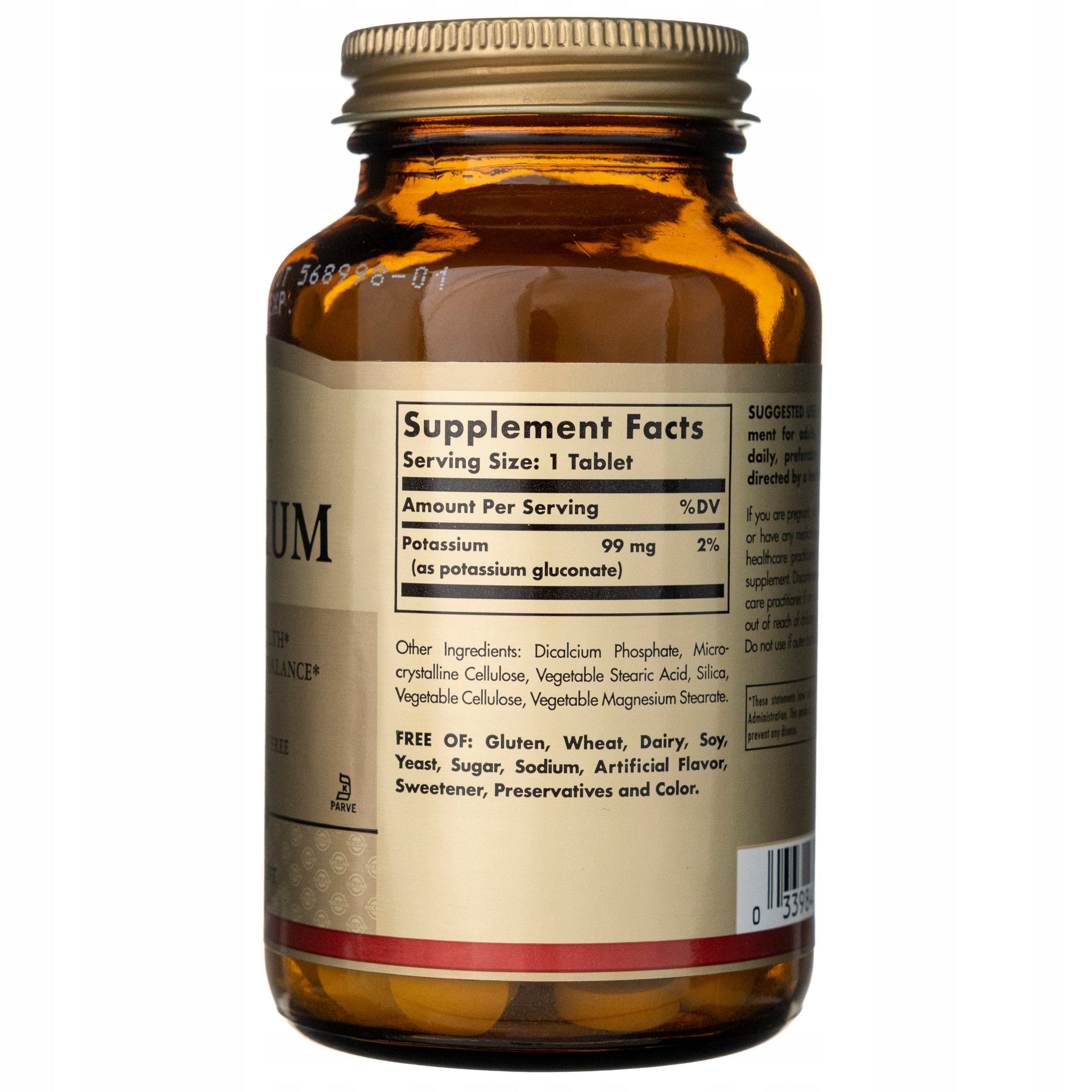 Solgar Potassium Gluconate Potassium Healthy Muscle Nervous System 100 tablets Packaging status original