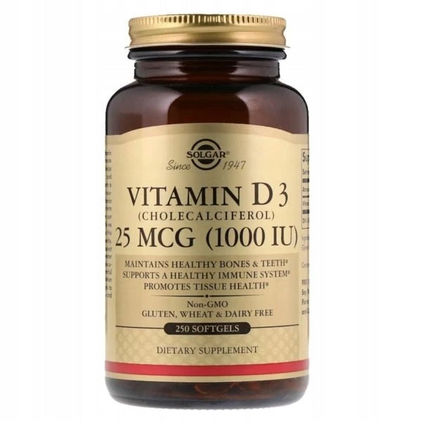 Solgar Vitamin D3 (Cholecalciferol) 1000 IU 250 softgels Vitamin D3