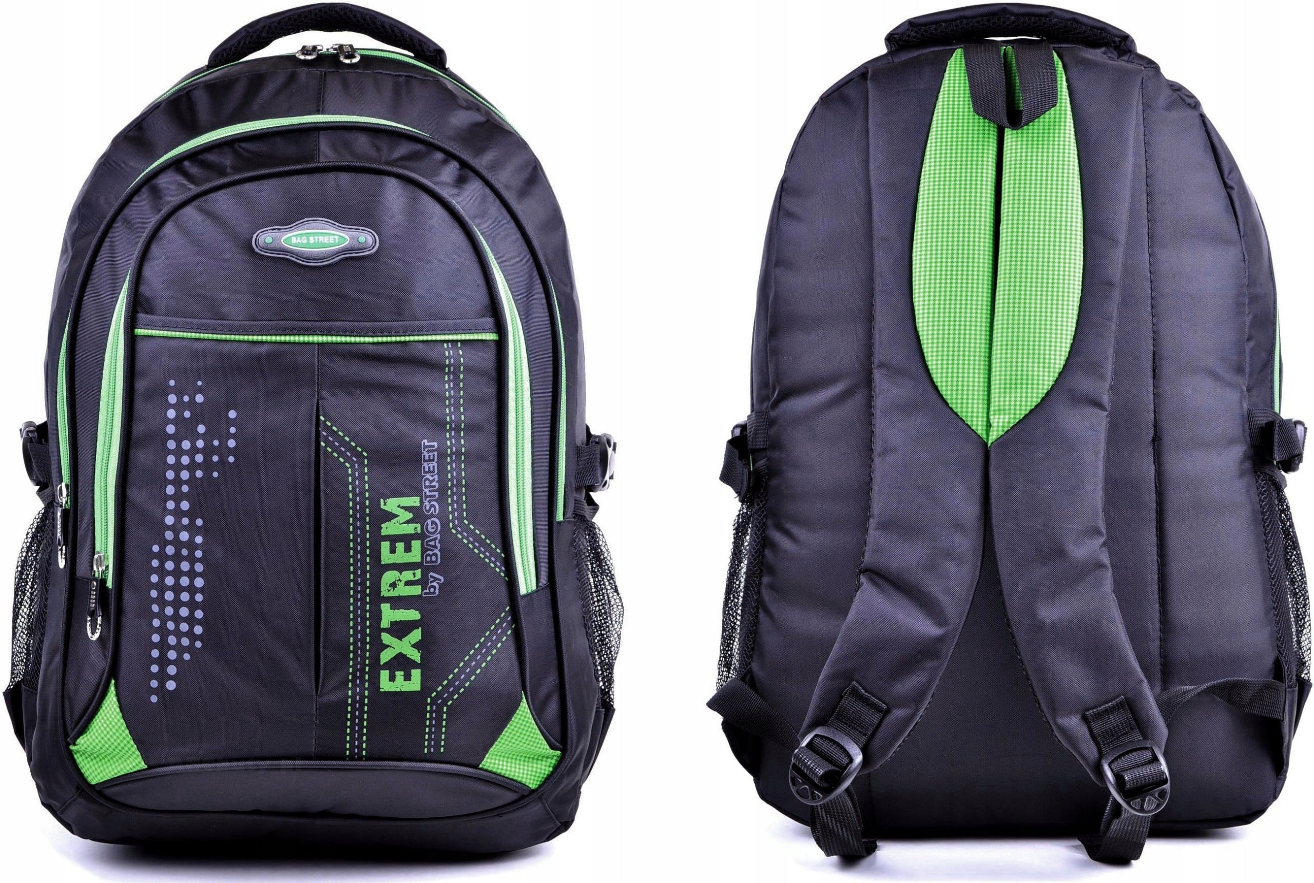 Solid Men's BACKPACK Black Green Youth TORNISTER Bag Street EXTREM