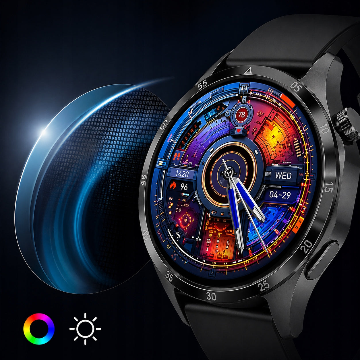 Solid Men's Smartwatch Black PL Waterproof PULS SMS Conversations Packaging status original
