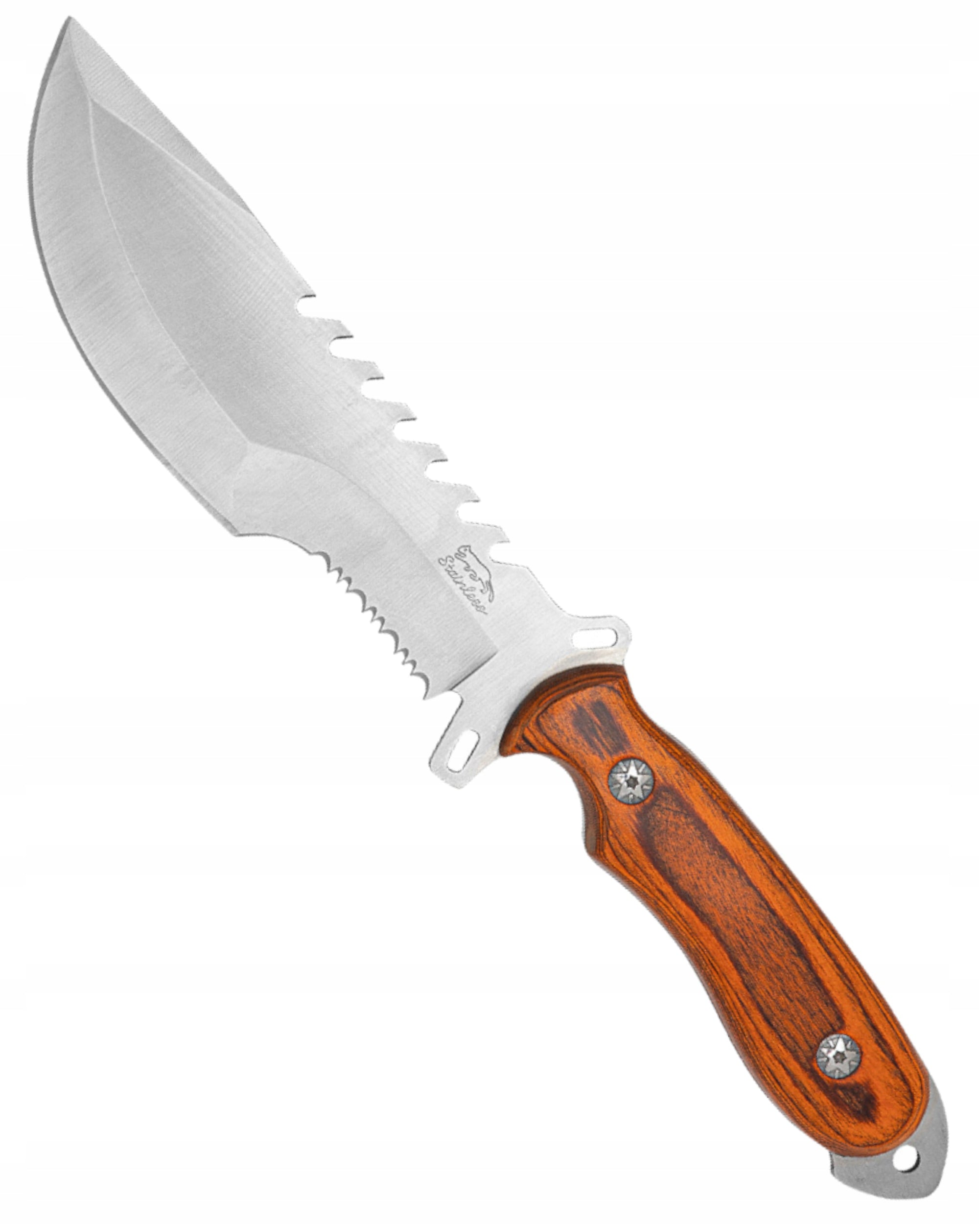 Solid Survival Knife Steel 440 Wood Cover Saw Scythe Rambo Machete Brand BSH ADVENTURE