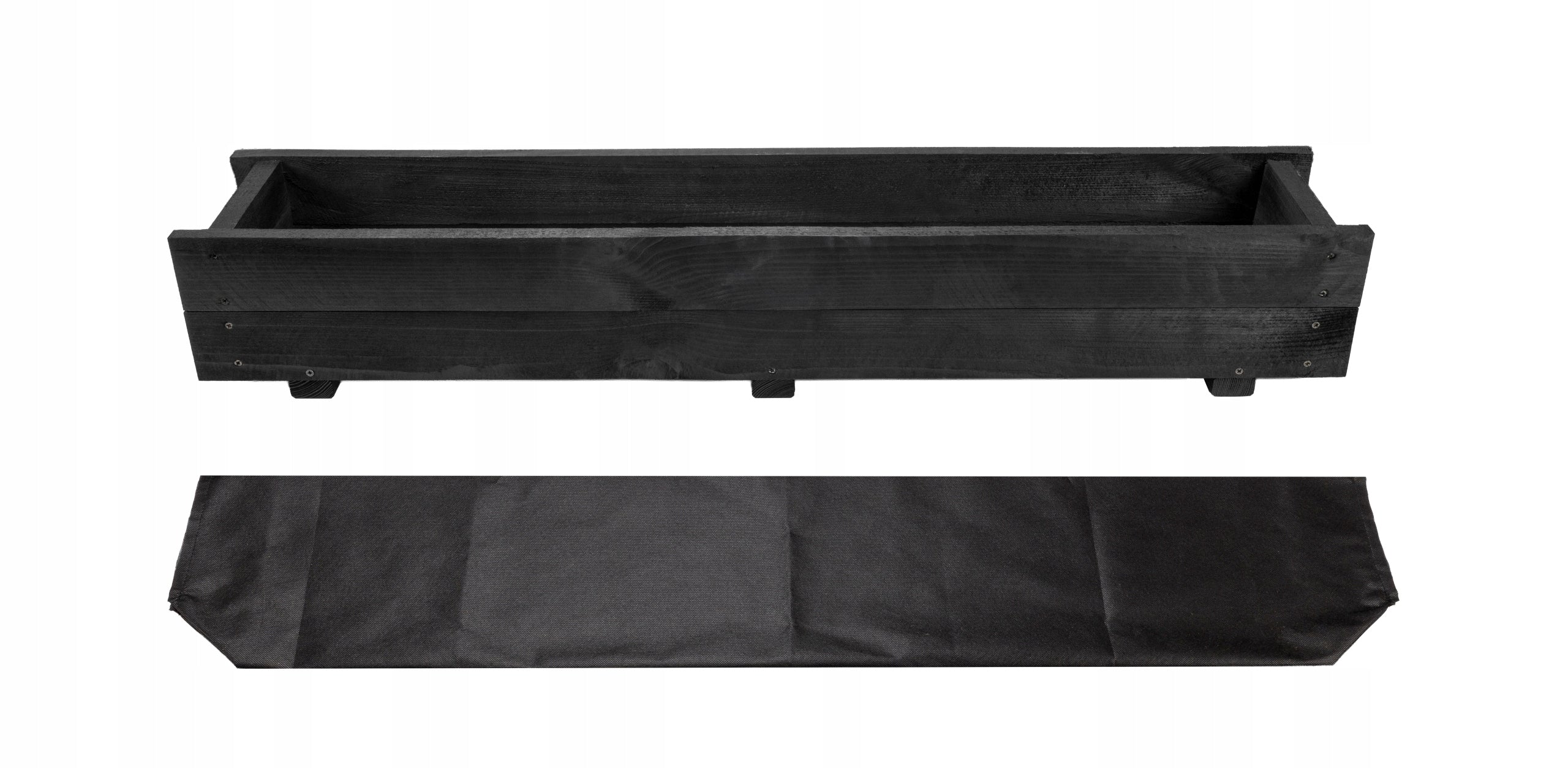 Solid Wooden Planter 115 cm – Black | Ready to Put Up! Length 115 cm