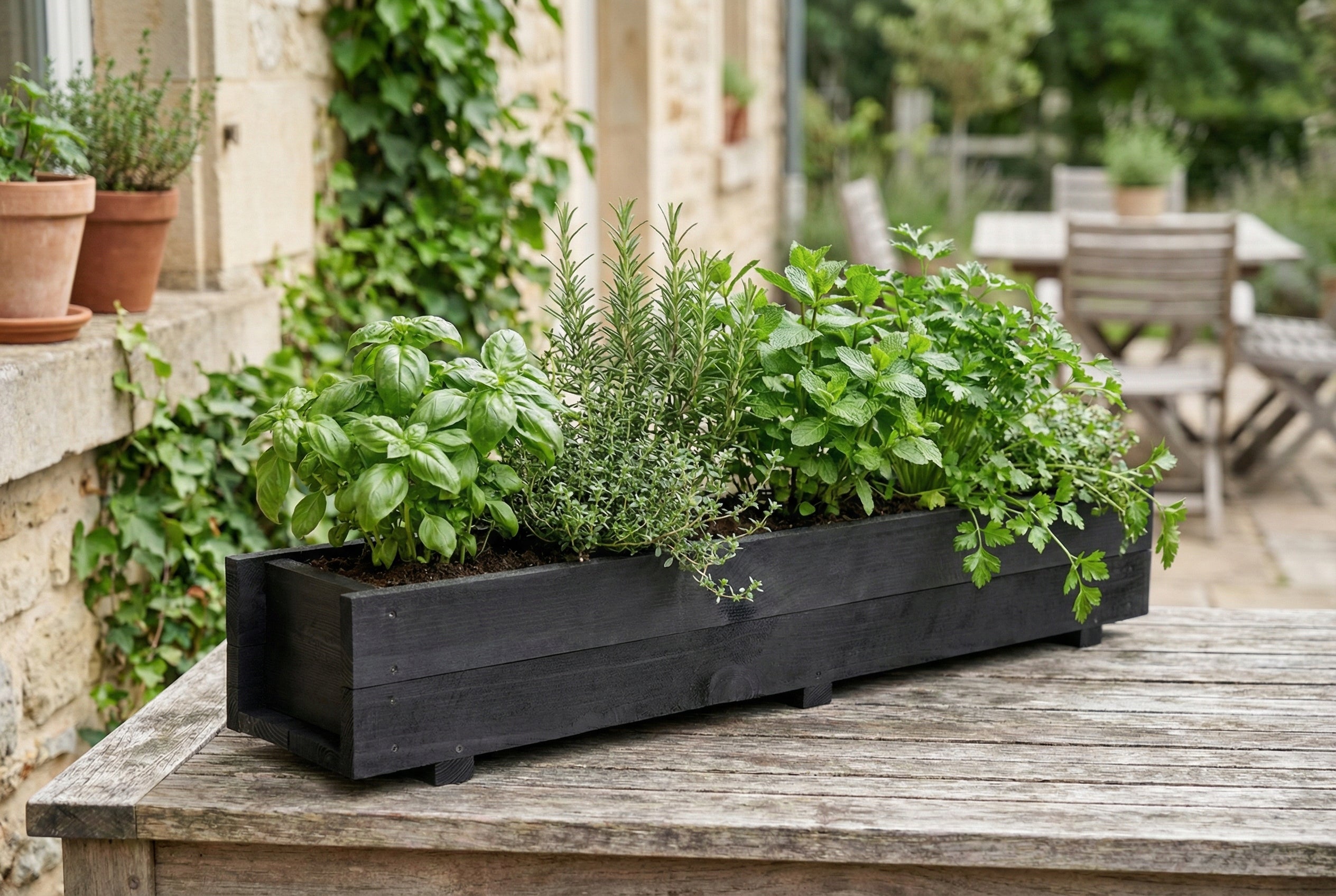 Solid Wooden Planter 115 cm – Black | Ready to Put Up! Packaging status original