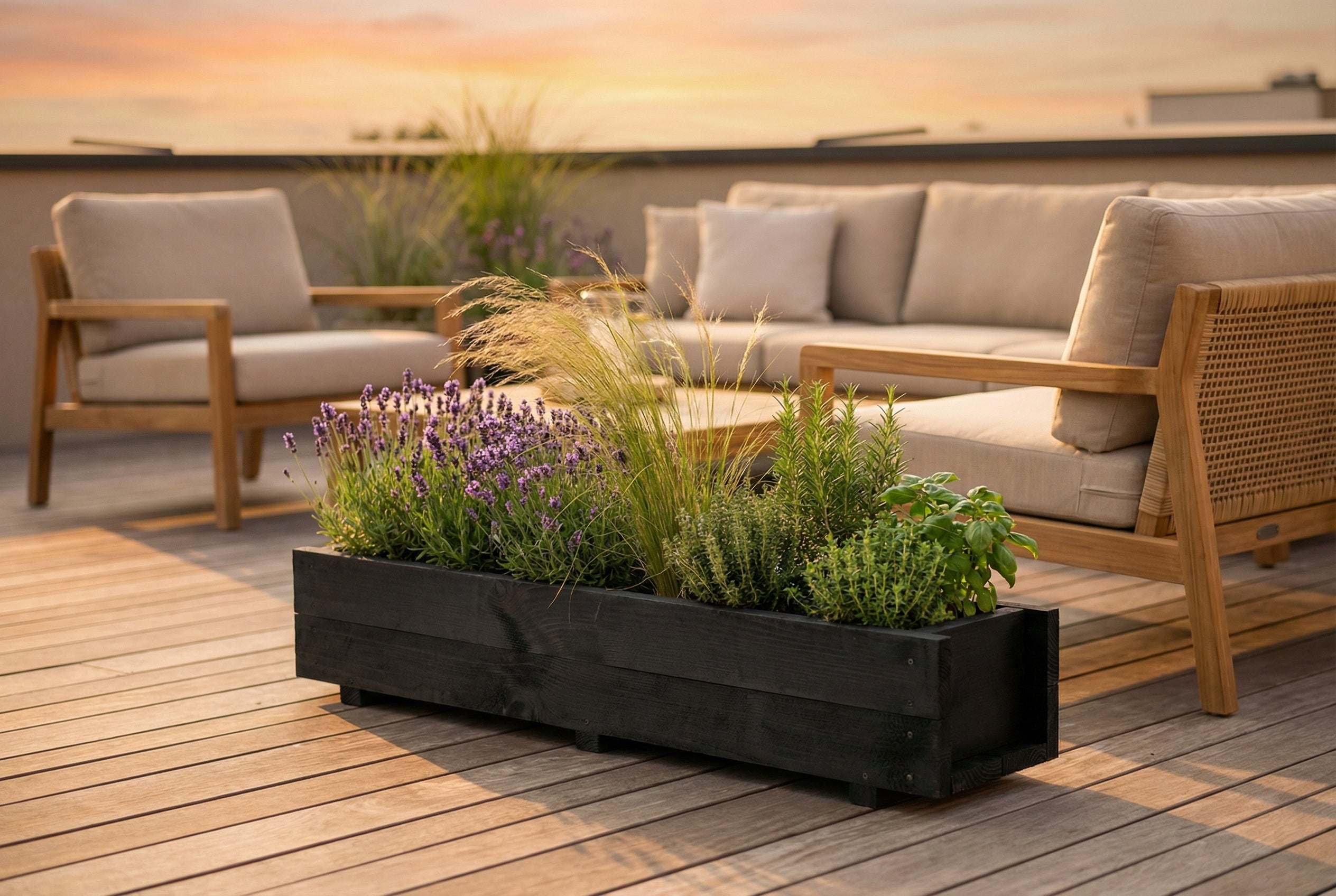 Solid Wooden Planter 115 cm – Black | Ready to Put Up! Product height 17 cm