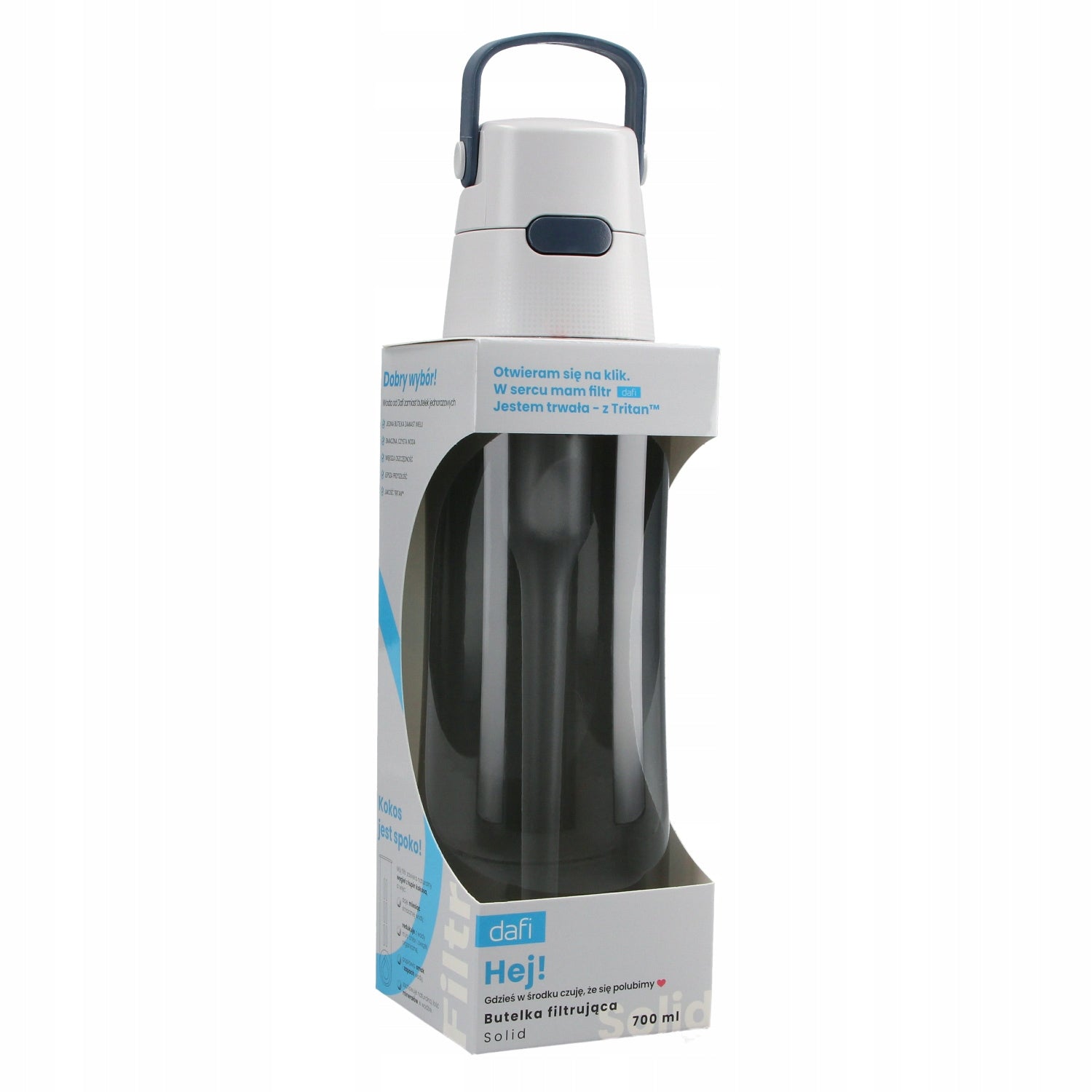 Solid filter bottle with water filter Dafi 0,7 L denim grey blue Packaging status original