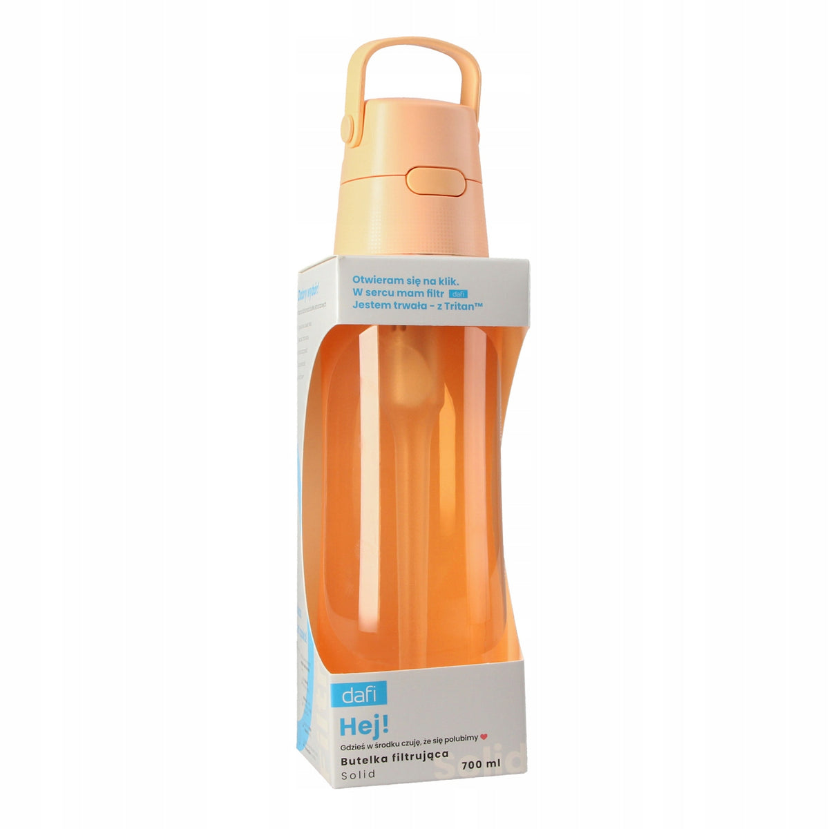 Solid filter bottle with water filter Dafi 0,7 L peach fuzz peach Manufacturer code D.BUT.FIL.SOLID.0.7.BARW.PEA.P