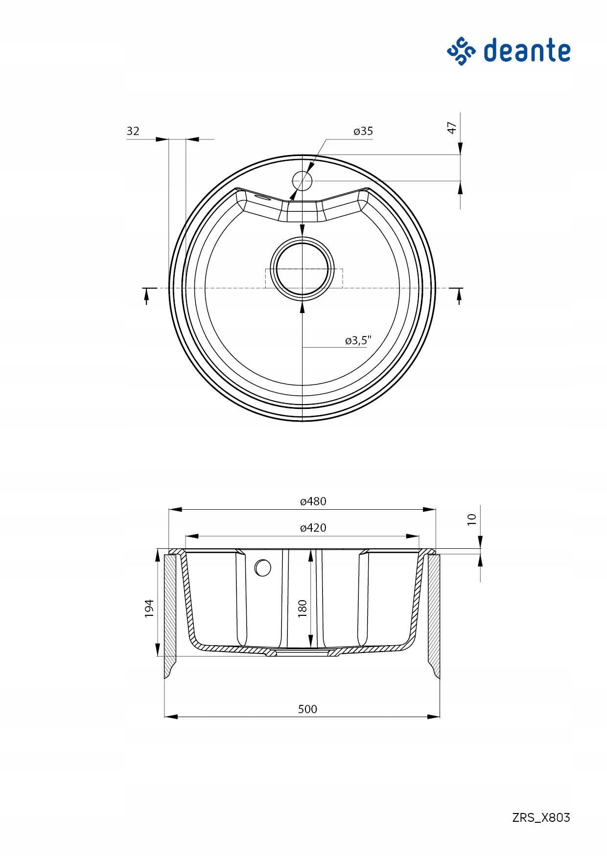 Deante Granit-Küchenspüle Deante Solis ZRS 2803, Graphit 