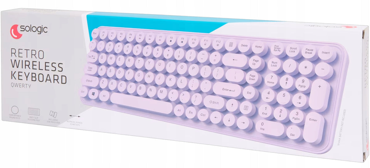 Sologic 42 x 15 cm Retro QWERTY Wireless Keyboard