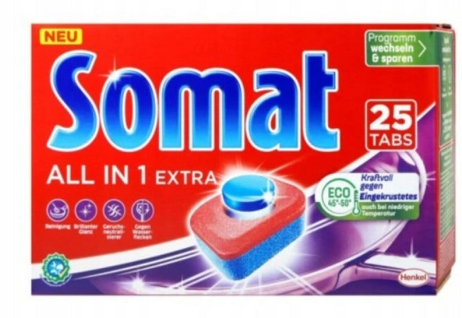 Somat All-in-1 Extra Dishwasher Tablets 25 Pack