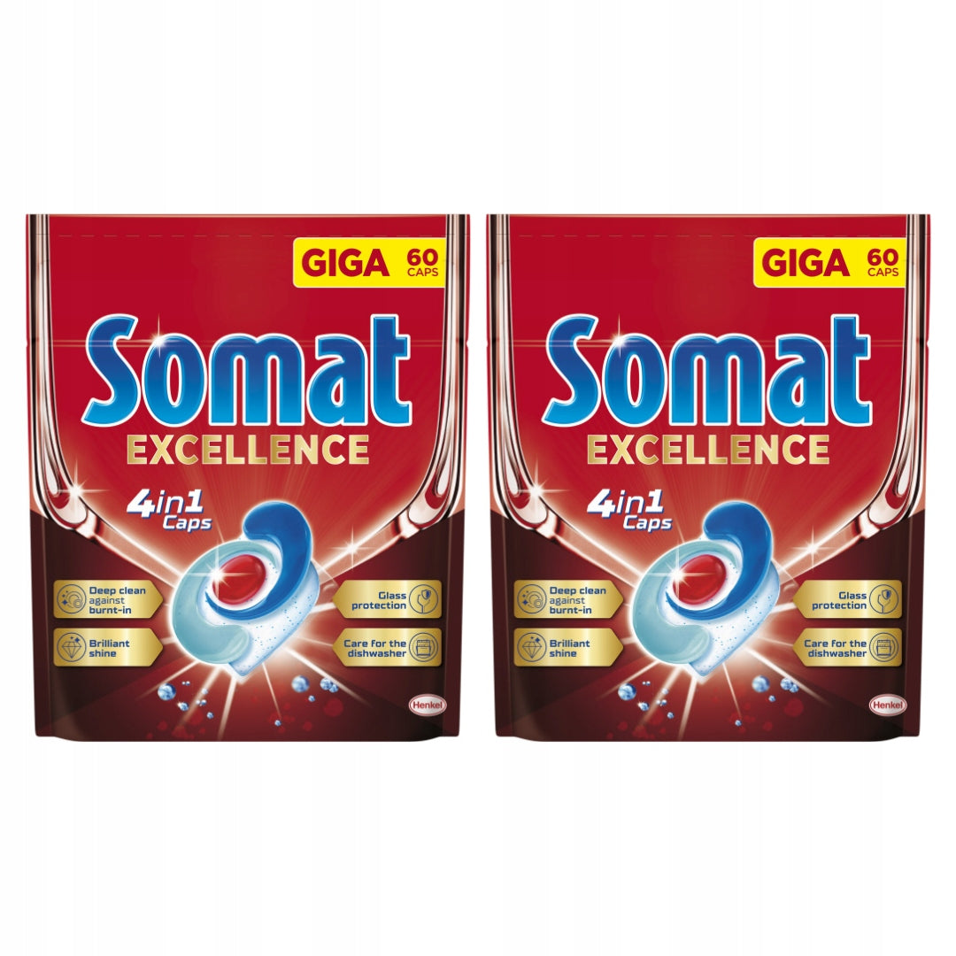 Somat Excellence 4 in 1 Caps Dishwasher Capsules 120 Pieces