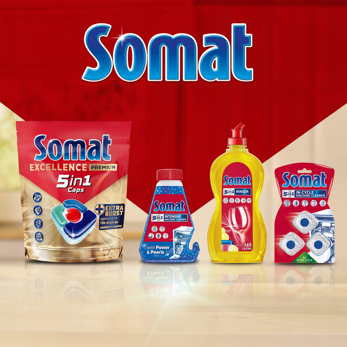 Somat Lemon XL Dishwasher Rinse Aid 750ml x2 + Freebie Packaging status original