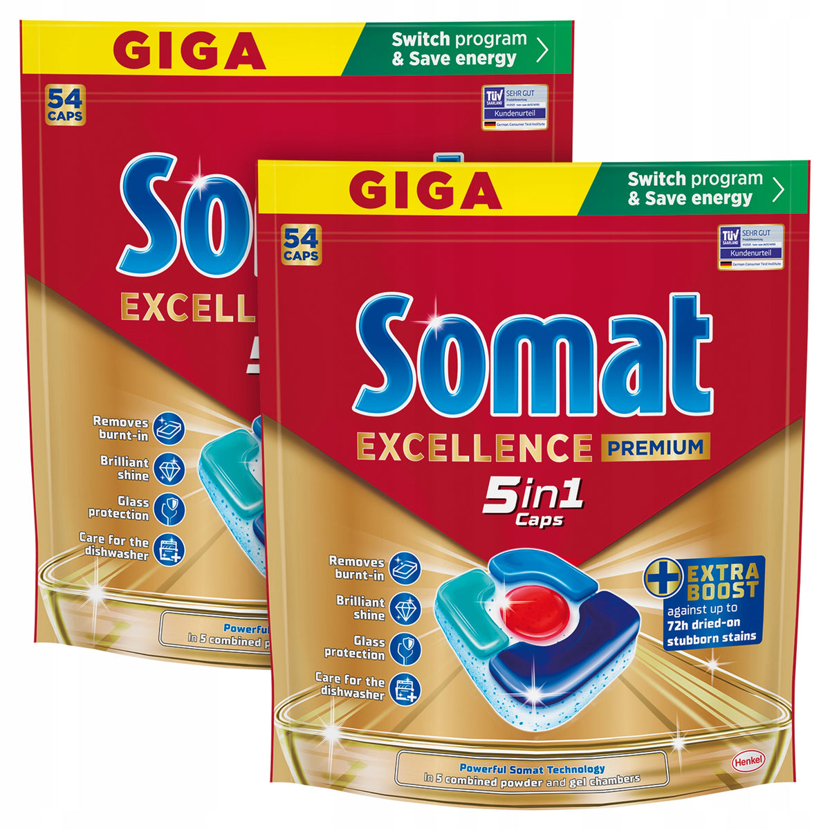 Somat Tabs Excellence 5in1 Dishwasher Capsules 54 Pack x2