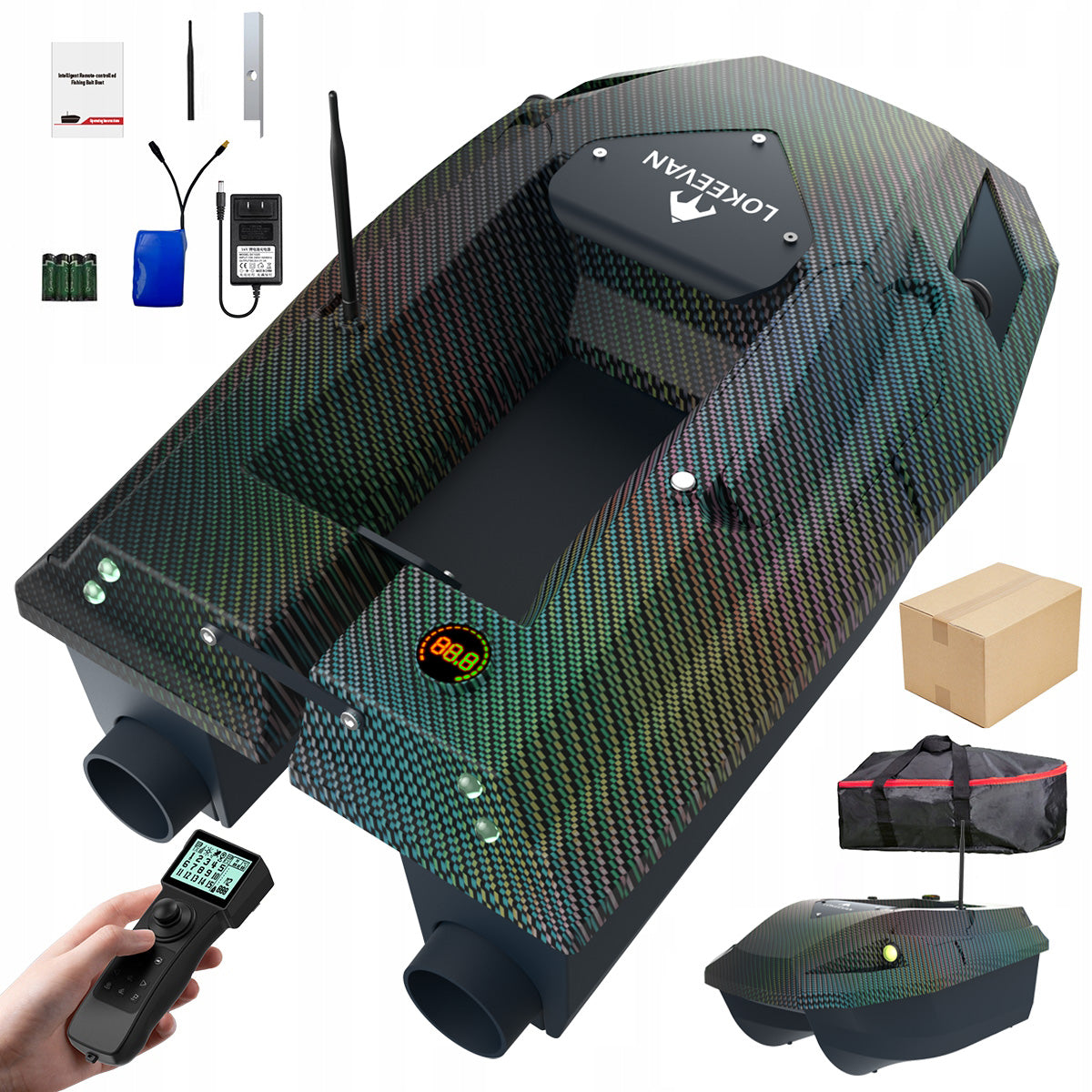 Sonar Bait Boat 1-32m Dual Battery 15600mAh 12V GPS D50E 2.4G Dual