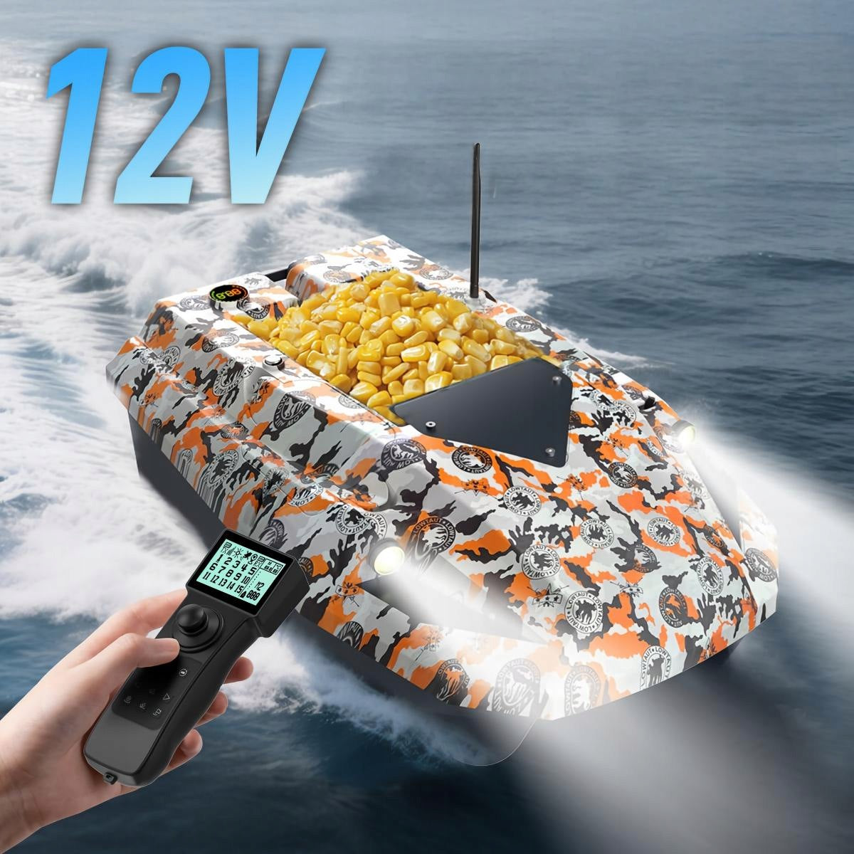 Sonar Bait Boat 1-32m Dual Battery 15600mAh 12v GPS D50E 2.4G Dual Packaging status original