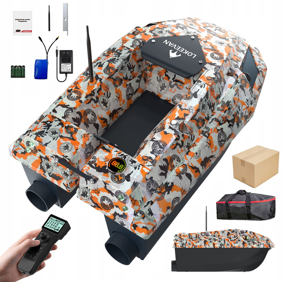 Sonar Bait Boat 1-32m Dual Battery 15600mAh 12v GPS D50E 2.4G Dual