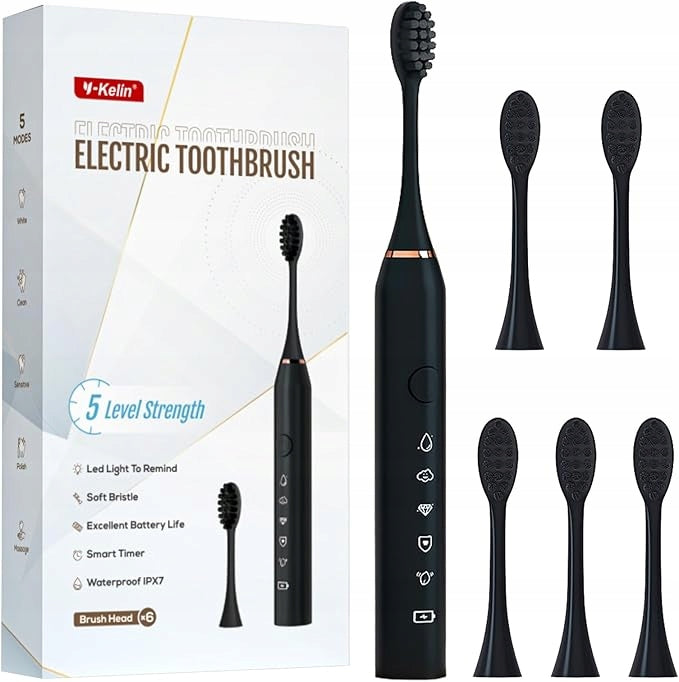Sonic Electric Toothbrush 5 Modes + 6 Dupont IPX7 Heads