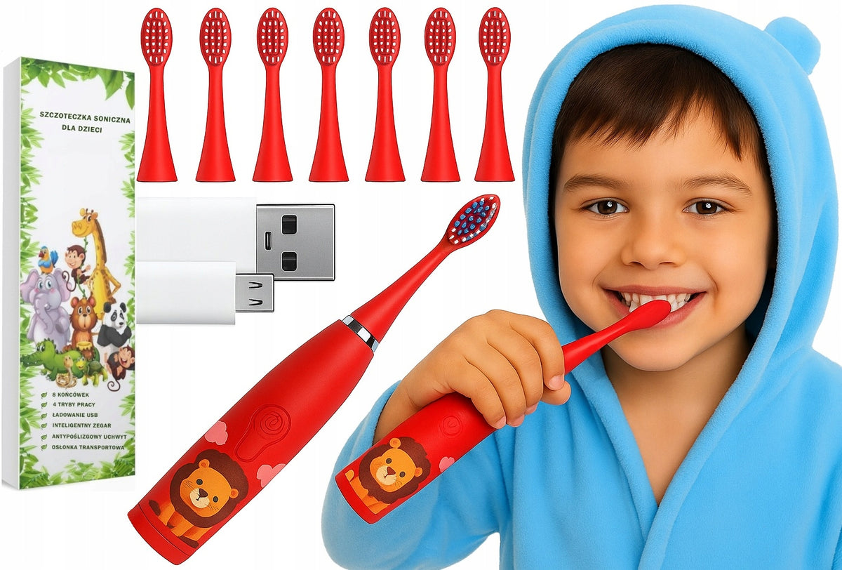 Sonic Electric Toothbrush for Children Red + Akcesoria
