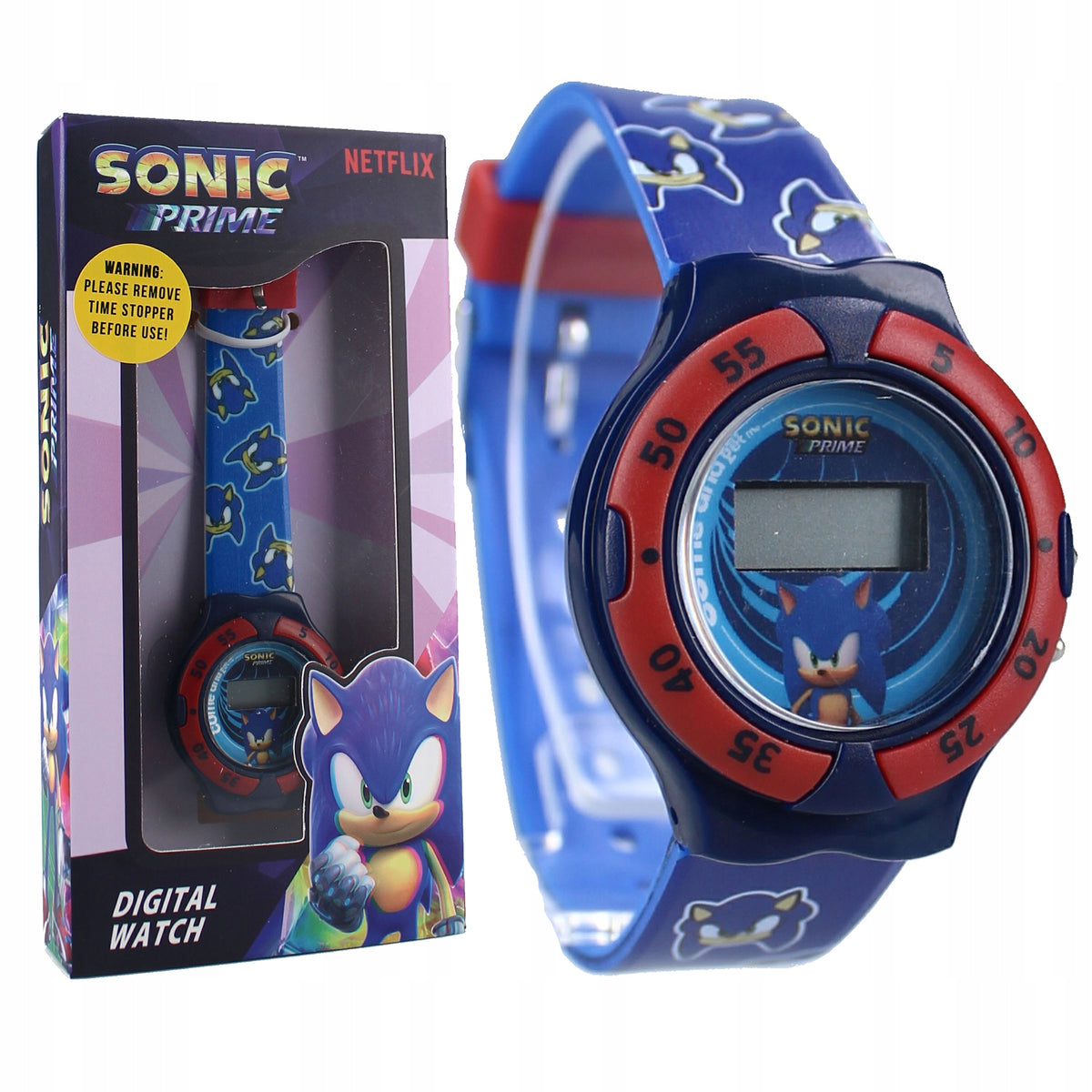 Sonic Prime Children's Watch Blue Digital LCD Original Gift