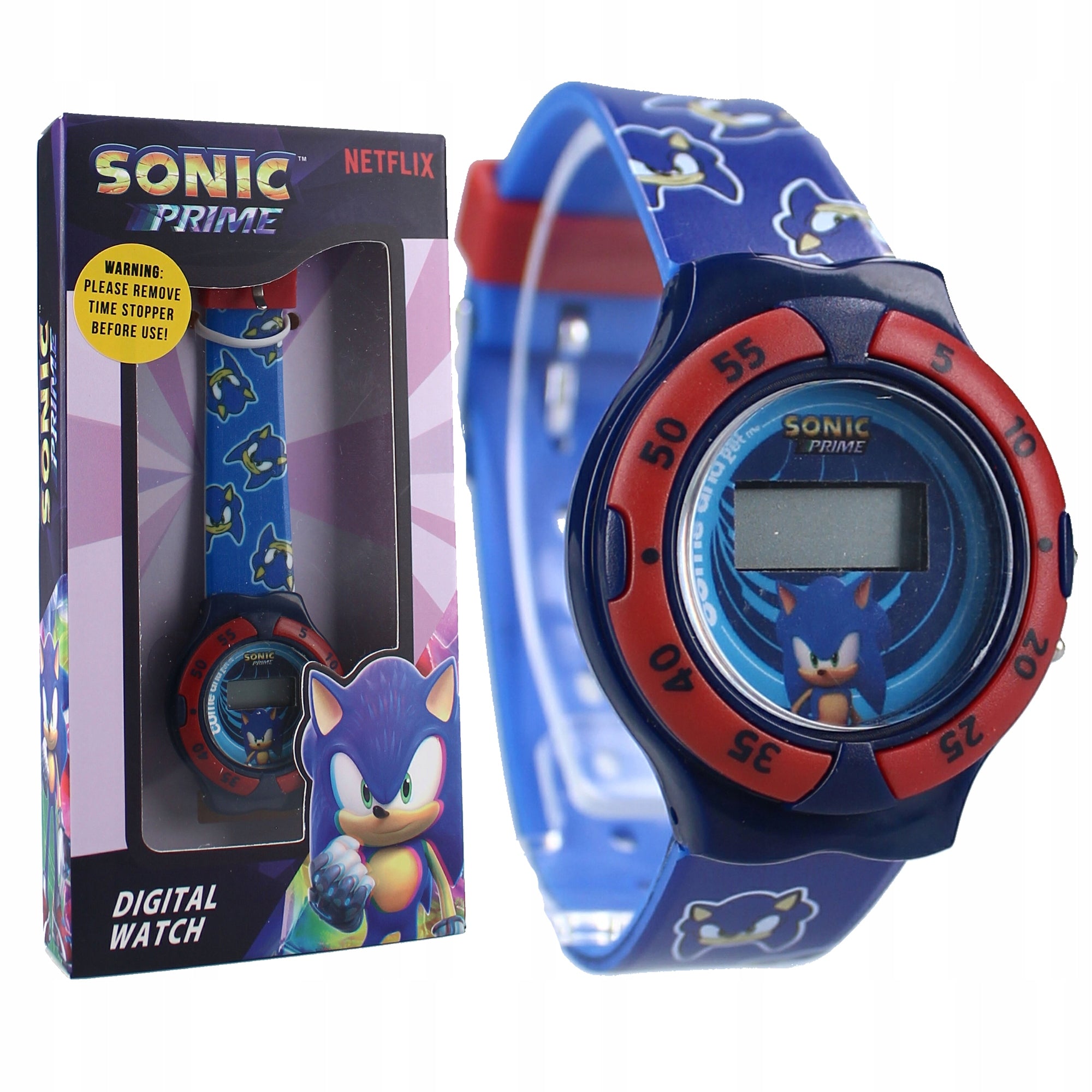 Sonic Prime Children's Watch Blue Digital LCD Original Gift