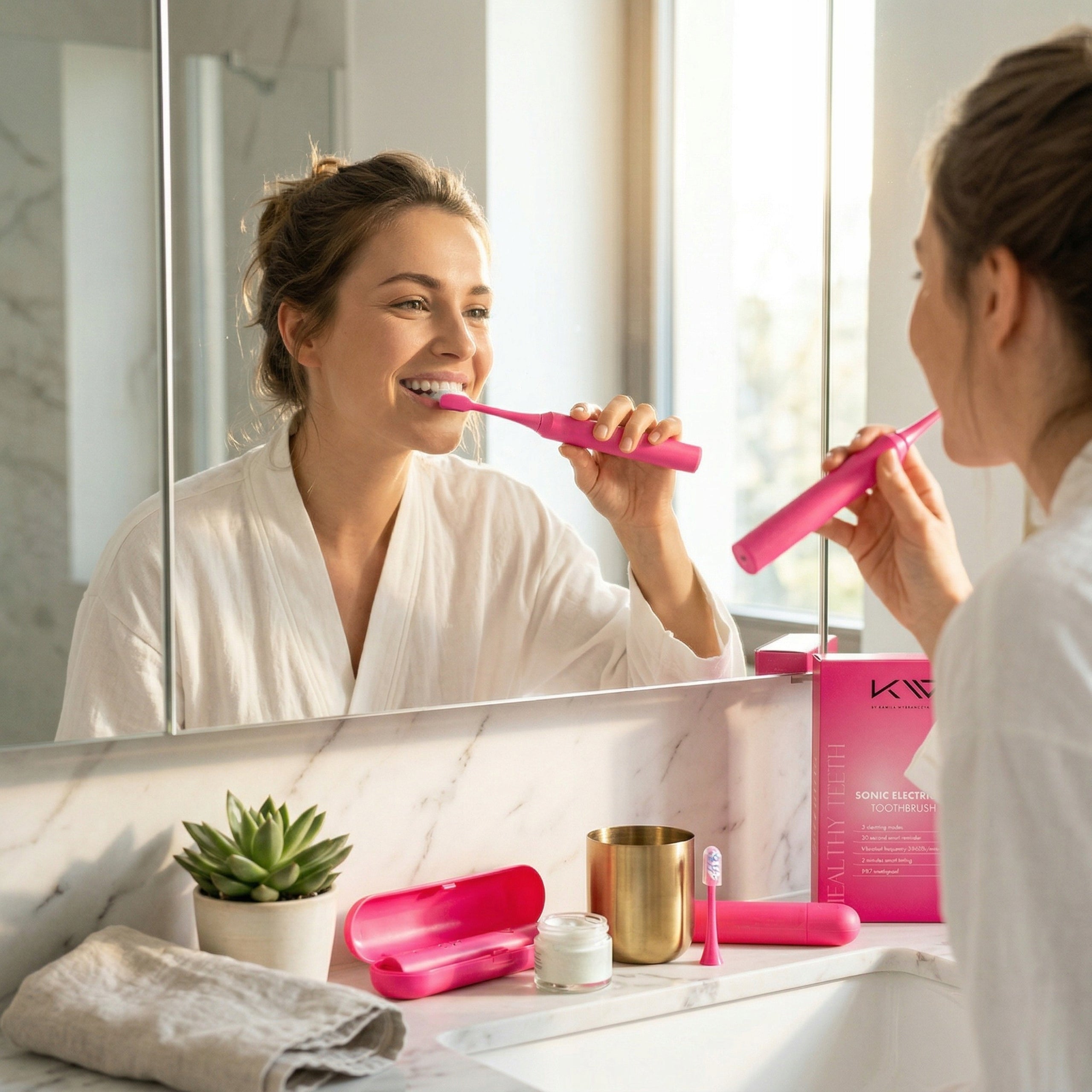 Sonic Toothbrush 5 Modes IPX7 Pink by KAMILA CHOSEN Medical device no