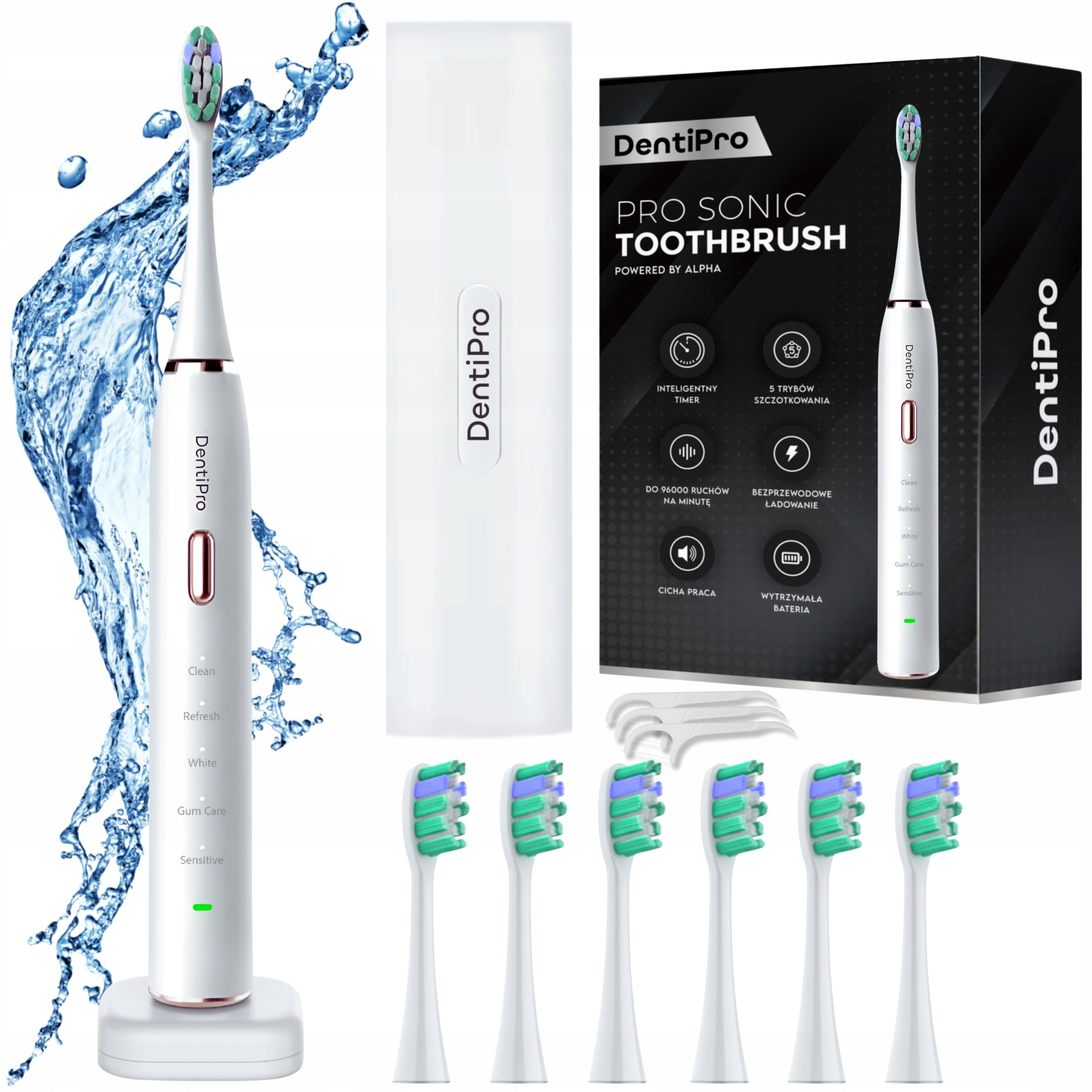 Sonic Toothbrush - 6 Tips Induction - Electric 96tys/min
