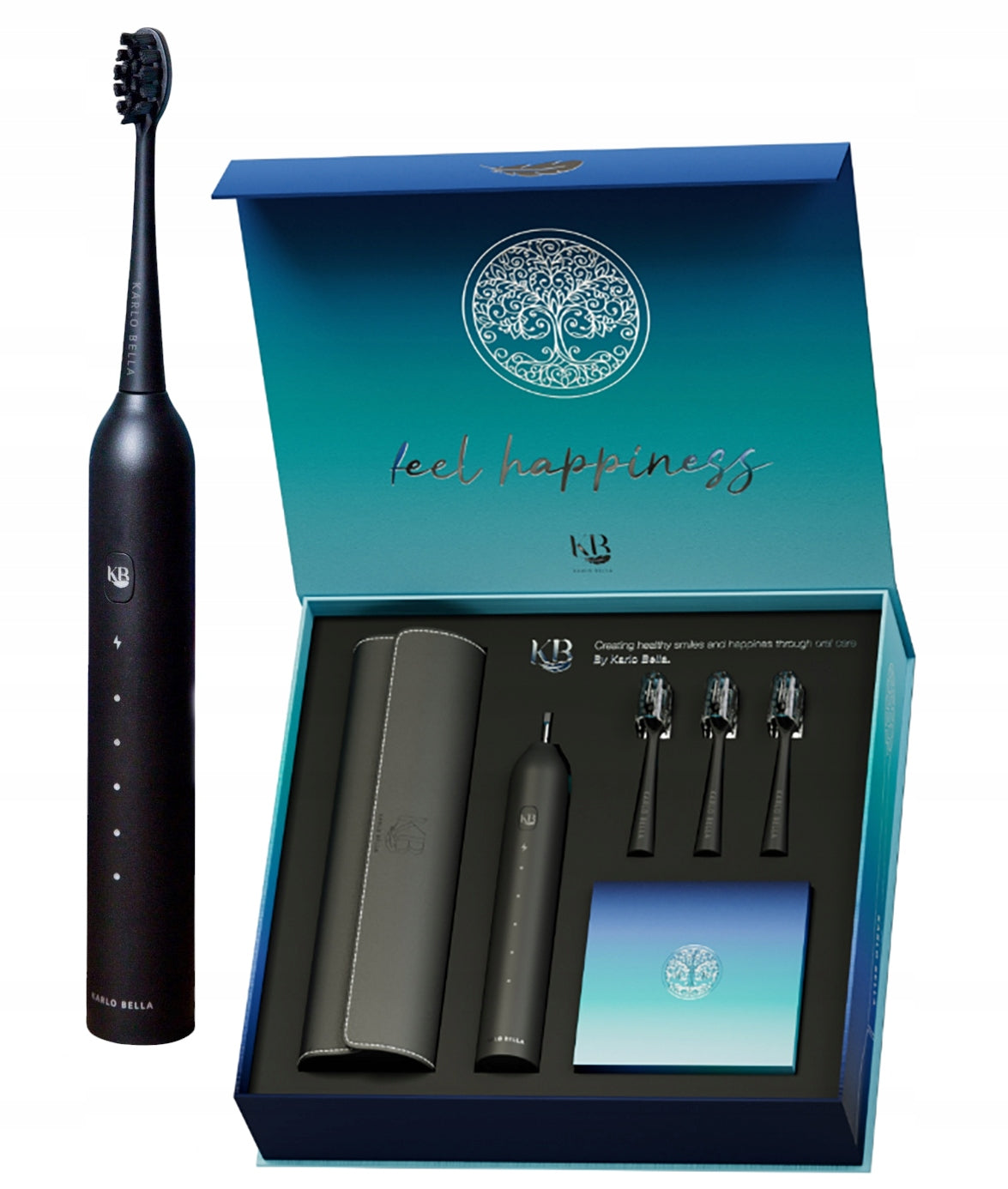 Sonic Toothbrush Black 3 Tips 5 Modes Karlo Bella