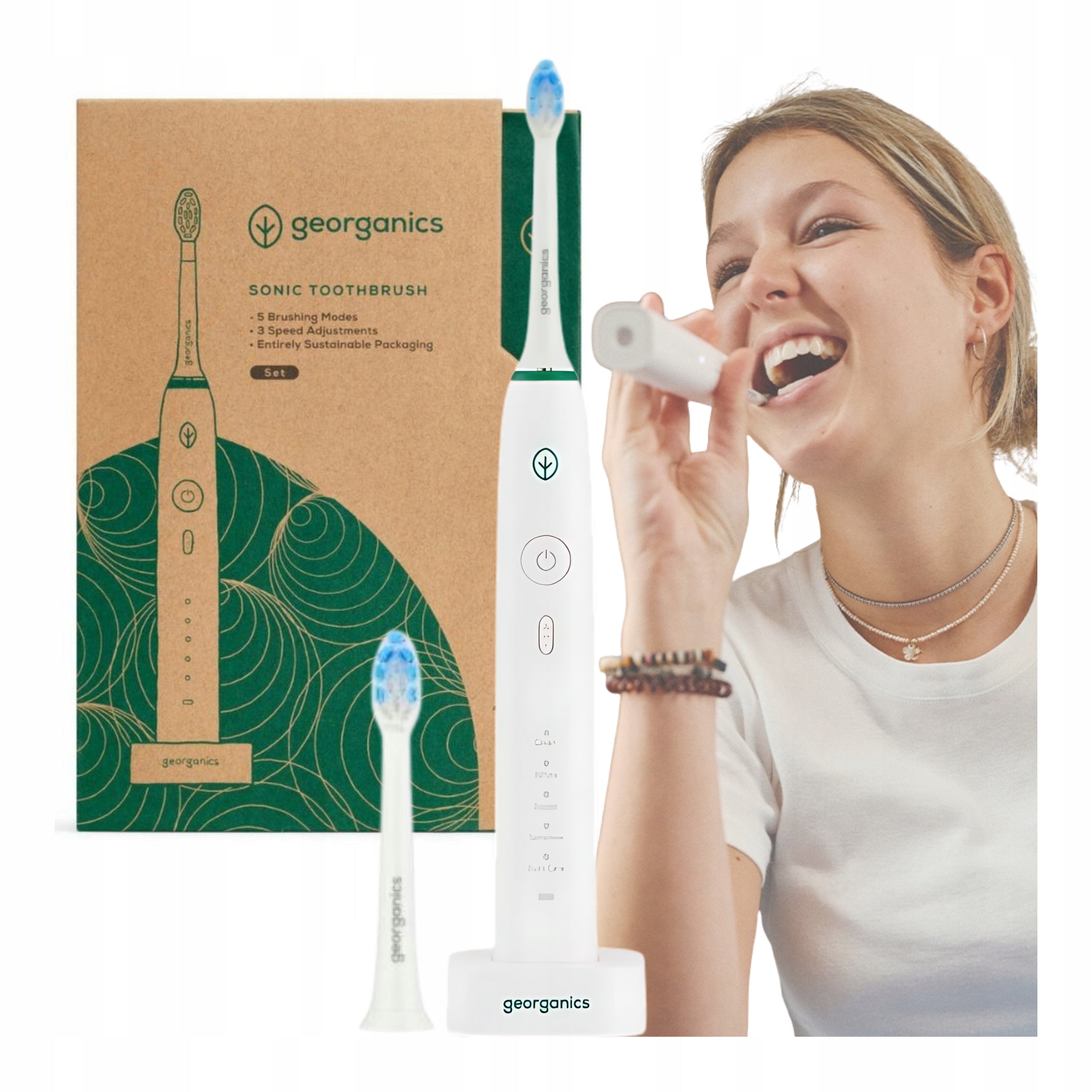 Sonic Toothbrush Electric 50tys r/min White EKO Georganics