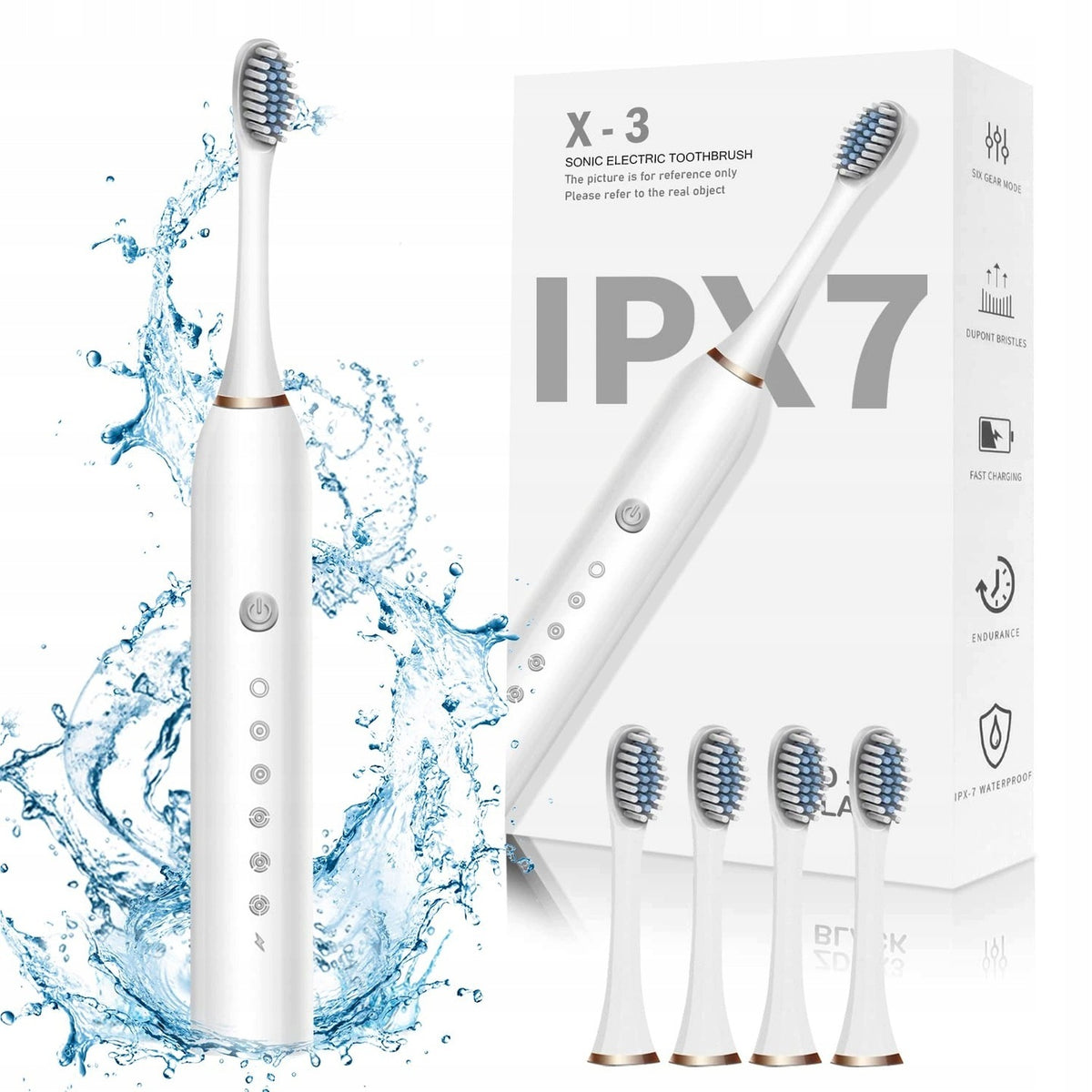 Sonic Toothbrush Electric with Massage 4 Tips 6 Modes X-3