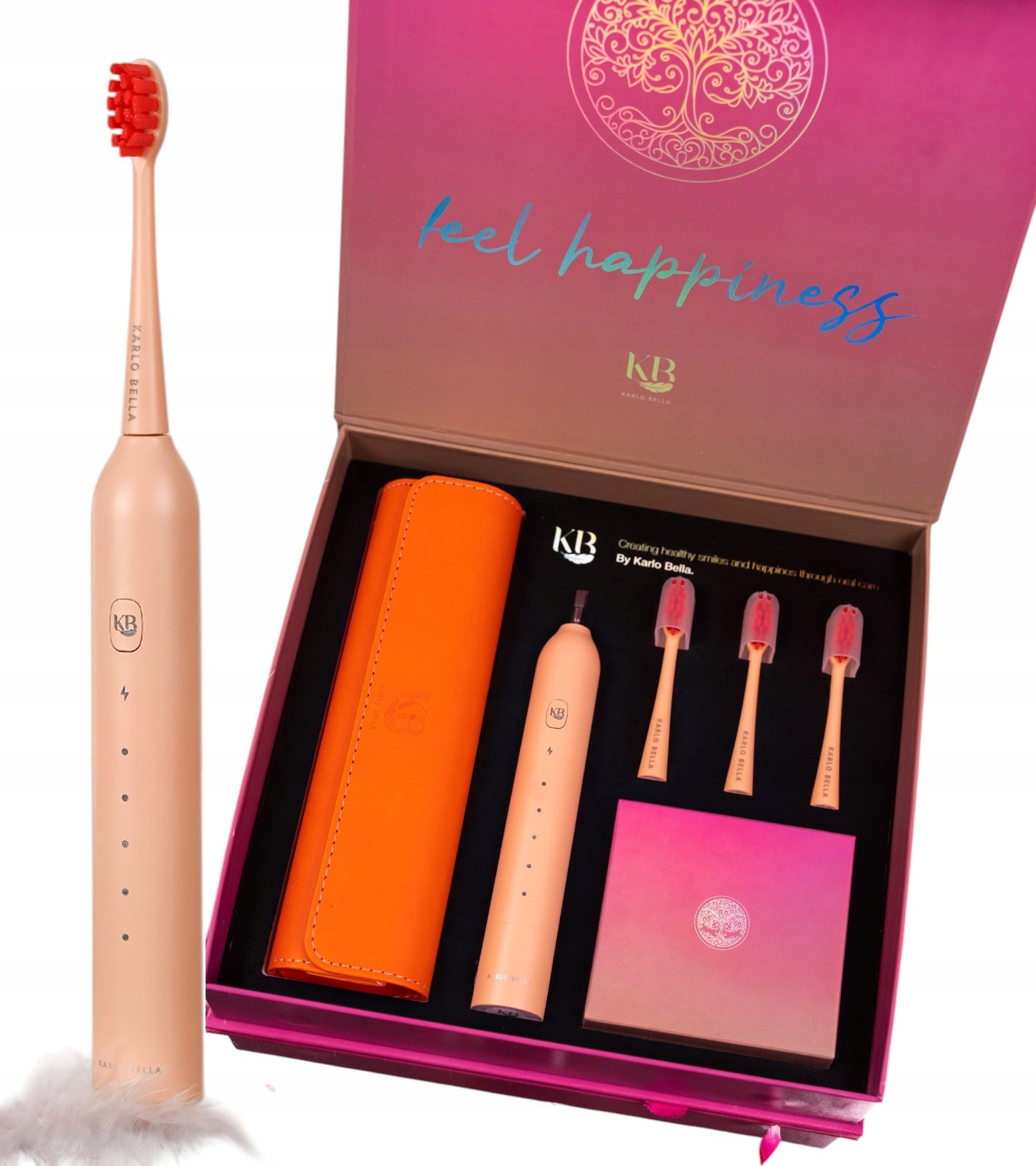 Sonic Toothbrush Orange 3 Tips 5 Modes Karlo Bella