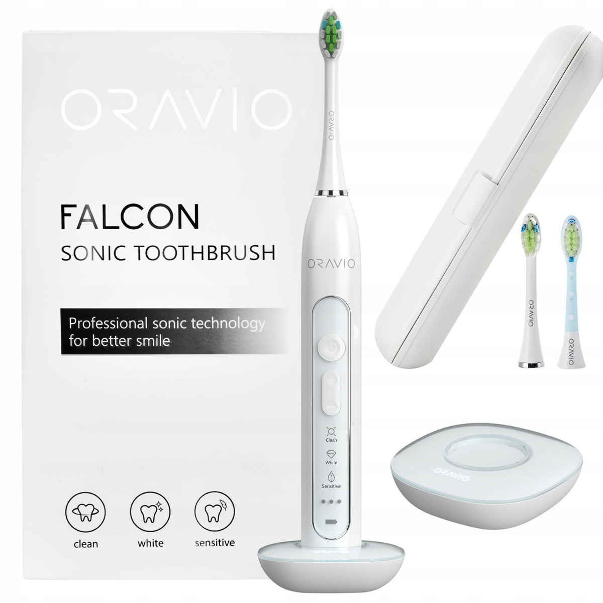 Sonic Toothbrush Oravio Falcon 96k Case 3 Tips