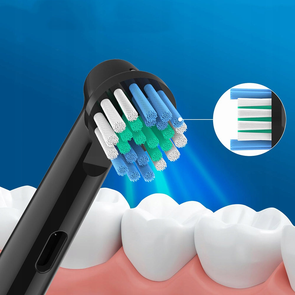 Sonic Toothbrush - Set of Case + 8 Tips - Electric Dominant color black