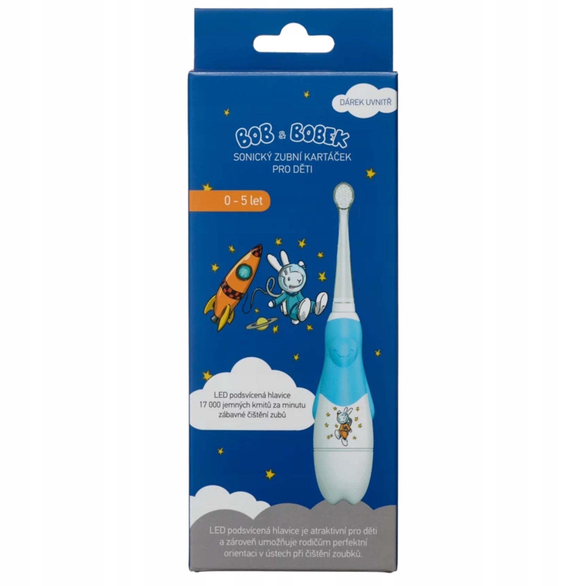 Sonic Toothbrush Waterproof For Children 0-5Lat Bob and Bobek + 2 Tips Packaging status original