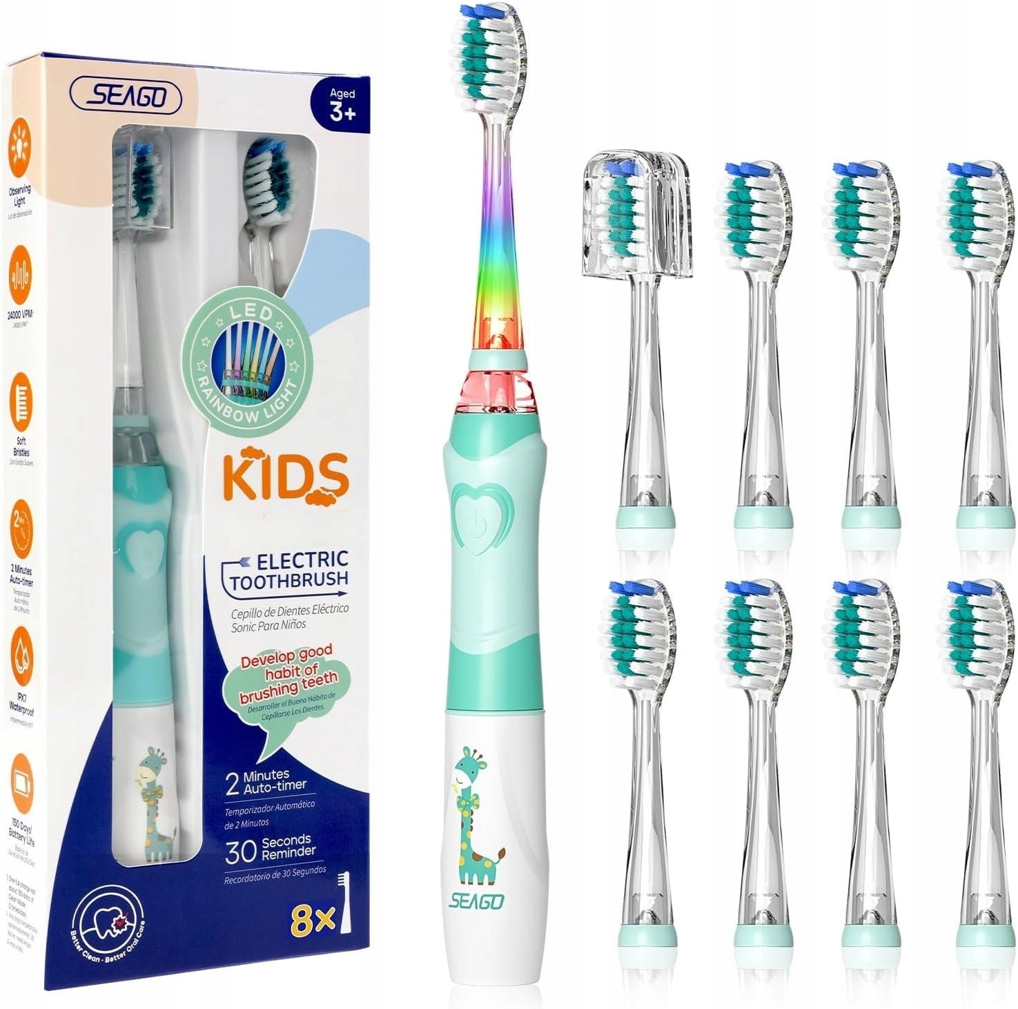 Sonic Toothbrush for Children SEAGO SG-977 Green + 8 tips