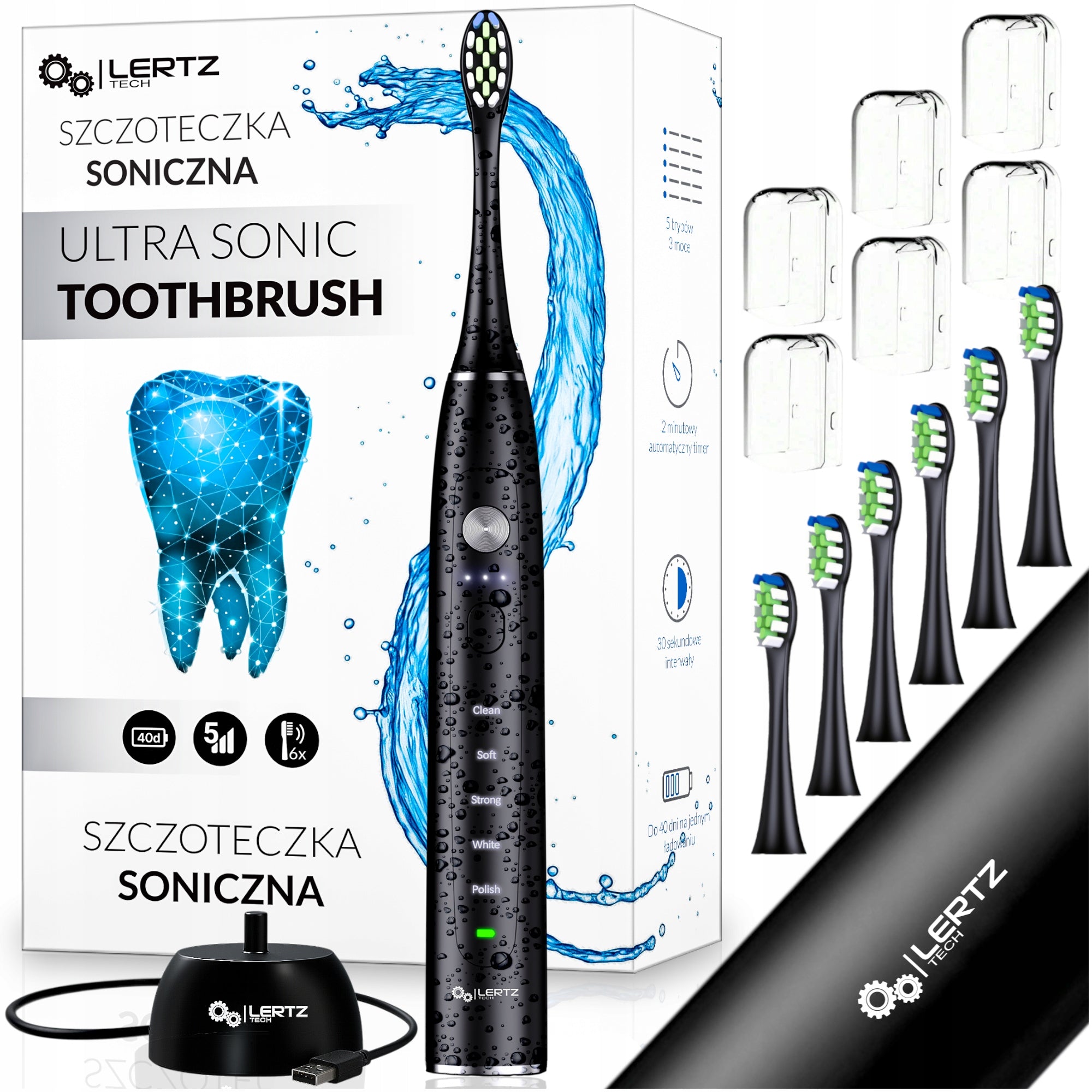 Sonic electric toothbrush 6 tips INDUCTION 80tys r/min 15 MODES Packaging status original
