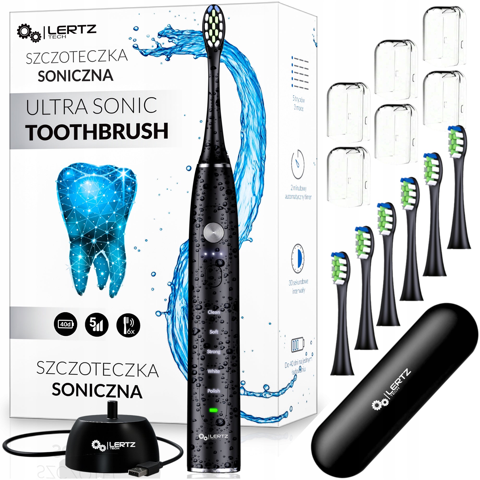 Sonic electric toothbrush 6 tips INDUCTION 80tys r/min 15 MODES