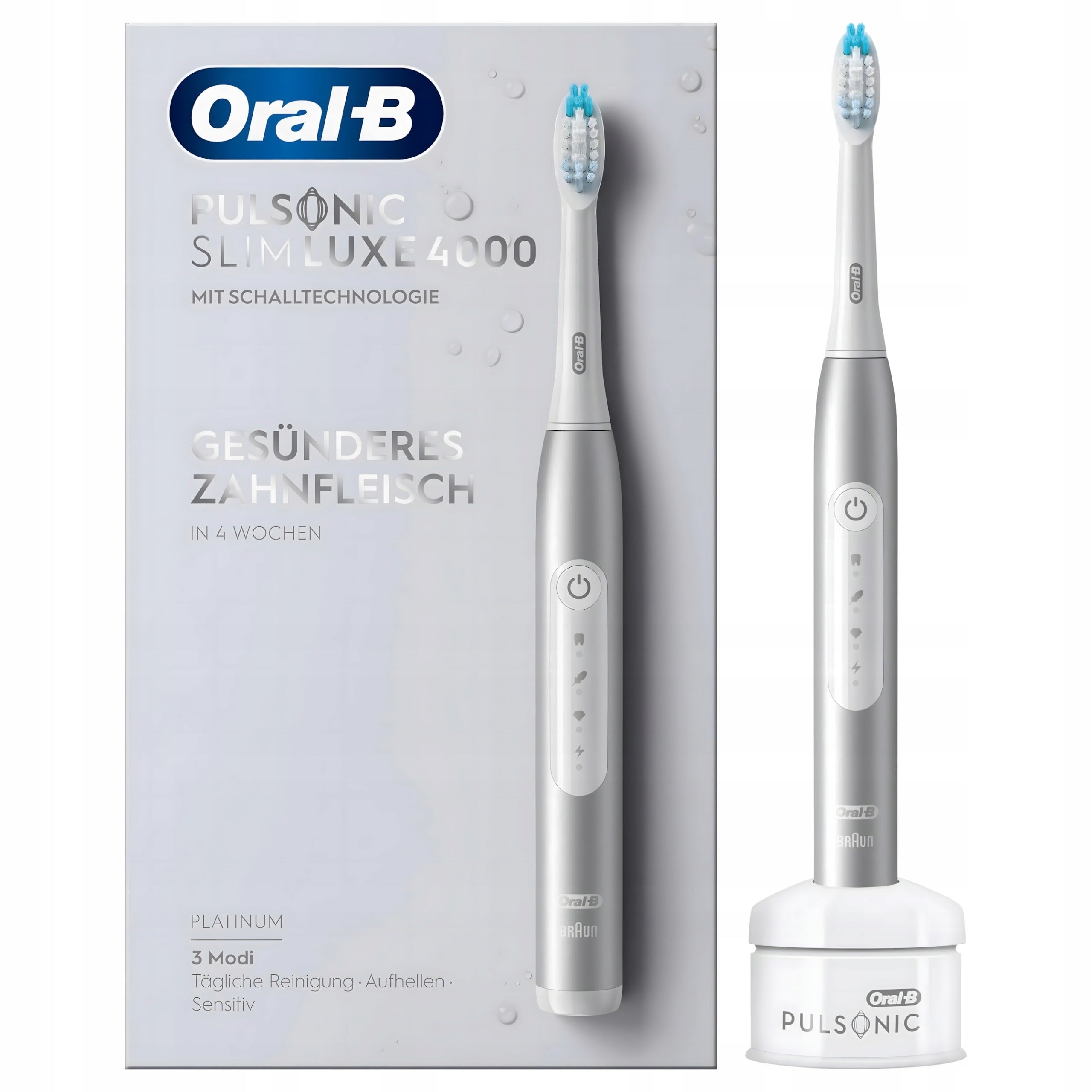 Sonic electric toothbrush Oral-B Pulsonic Slim Luxe 4000 Silver 3 modes